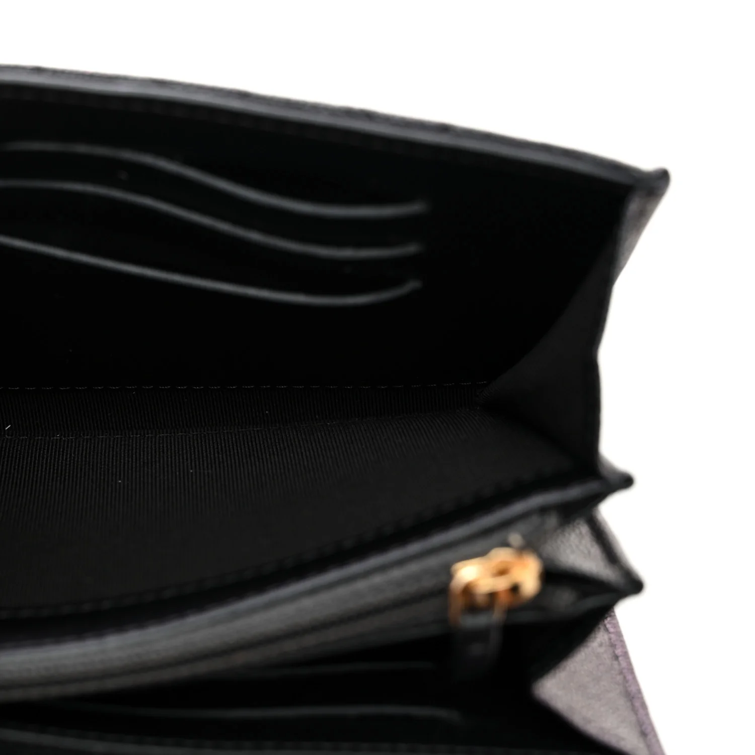 Iridescent Caviar Quilted Medium Flap Wallet Black - Image 7