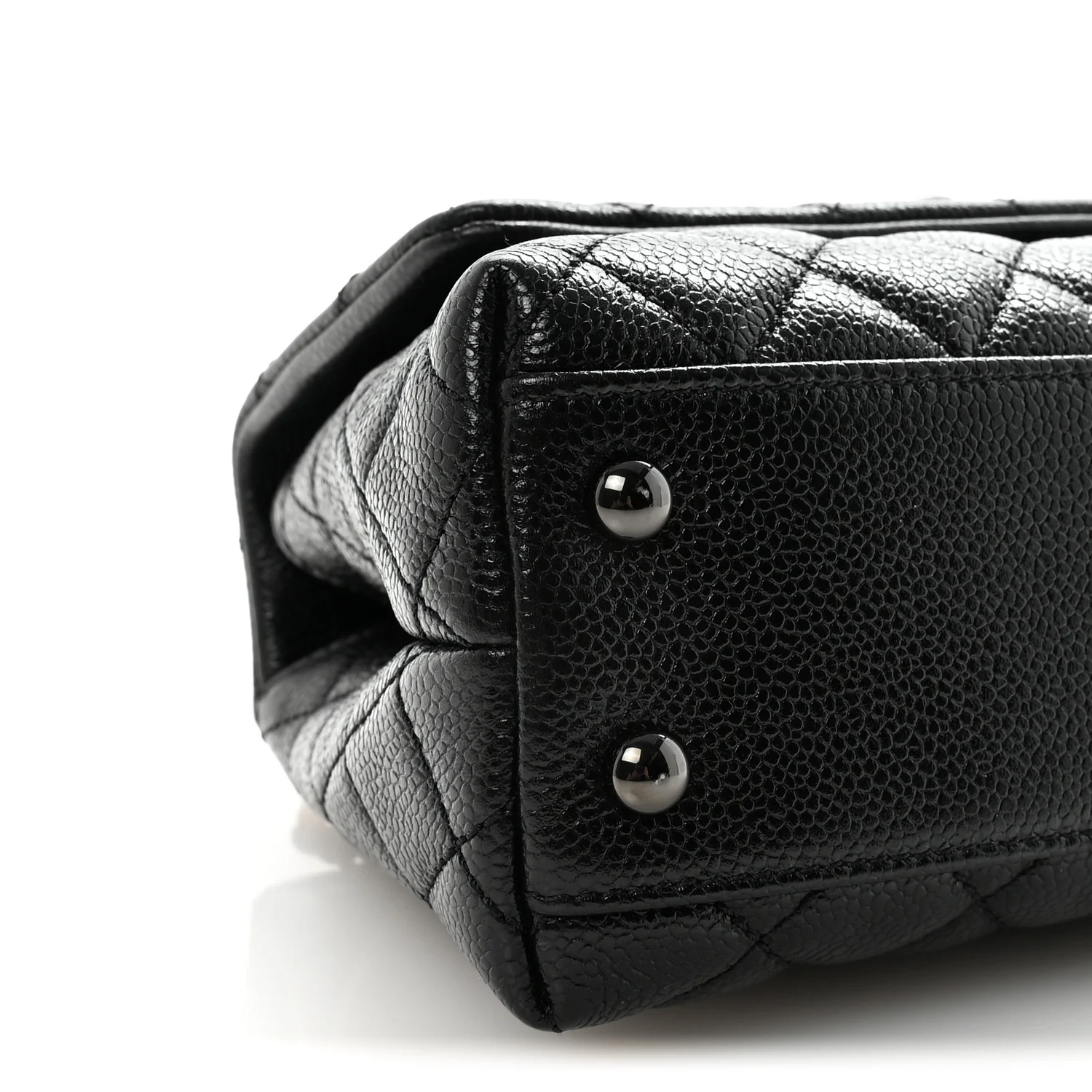 Iridescent Caviar Quilted Mini Coco Handle Flap So Black - Image 9