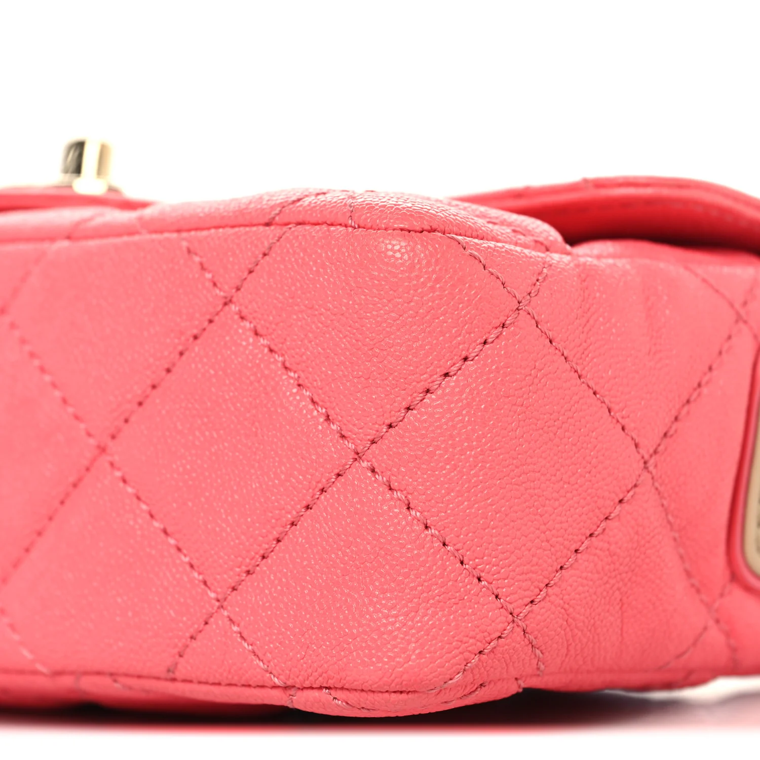 Iridescent Caviar Quilted Mini Flap With Thick Strap Pink Beige - Image 10