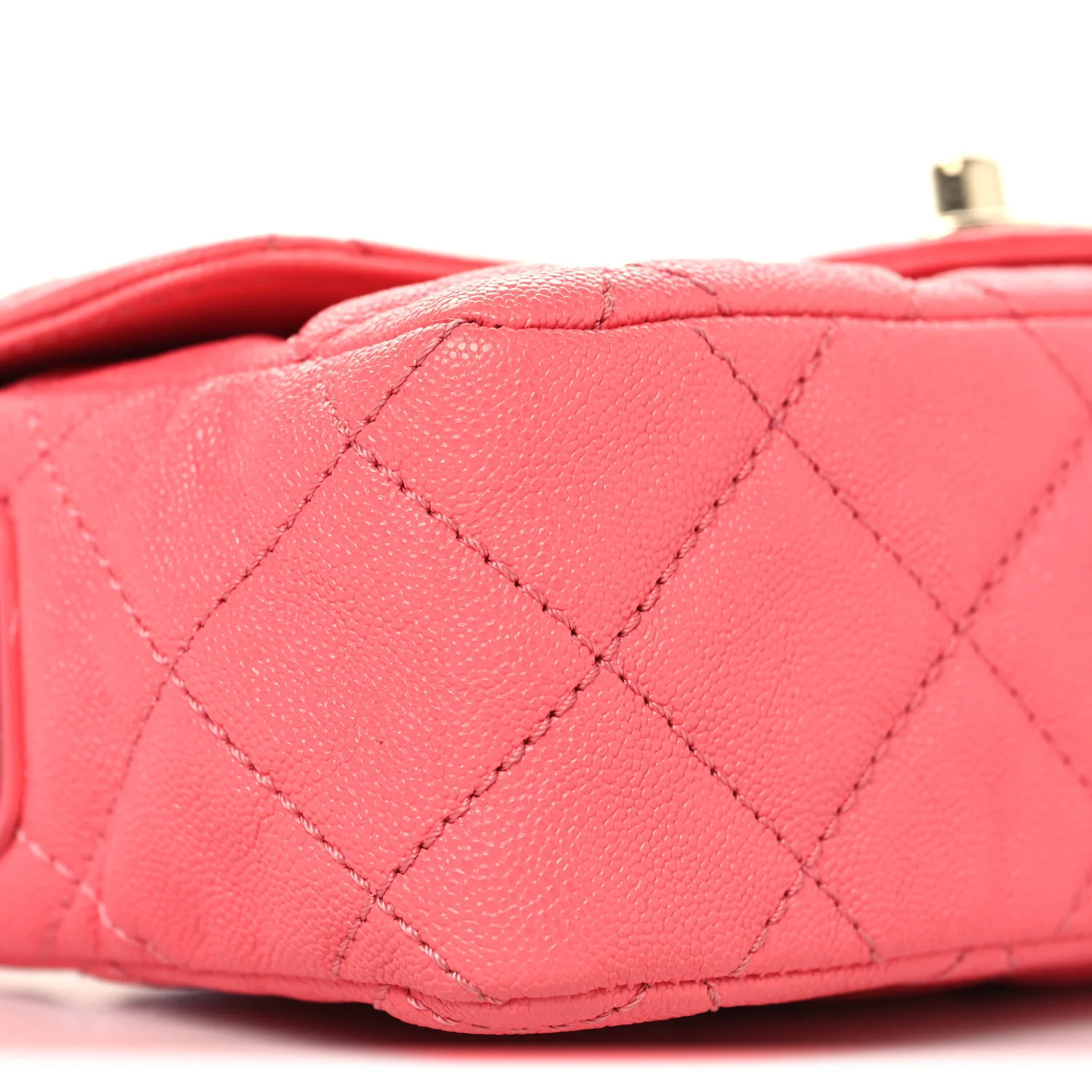 Iridescent Caviar Quilted Mini Flap With Thick Strap Pink Beige - Image 9
