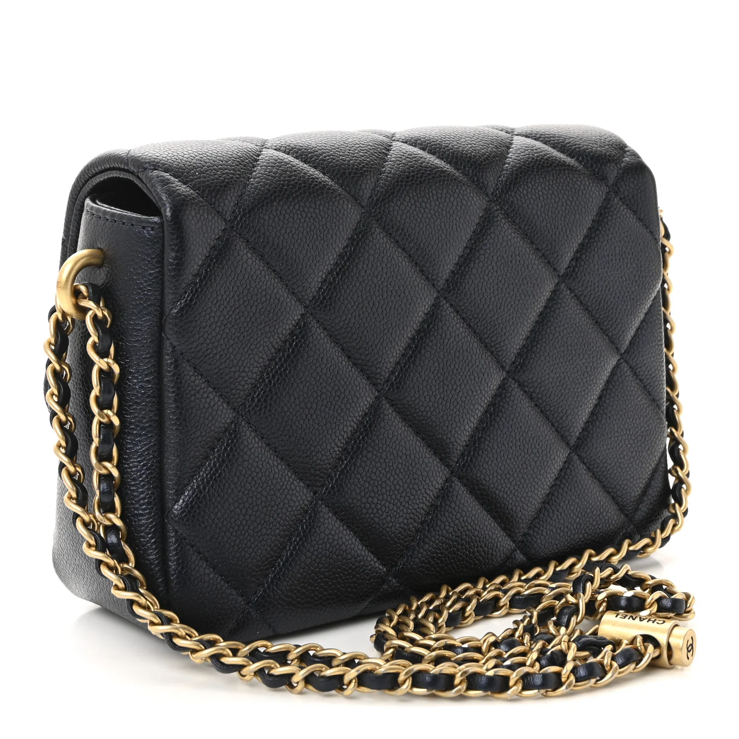Iridescent Caviar Quilted Mini My Perfect Flap Black - Image 3