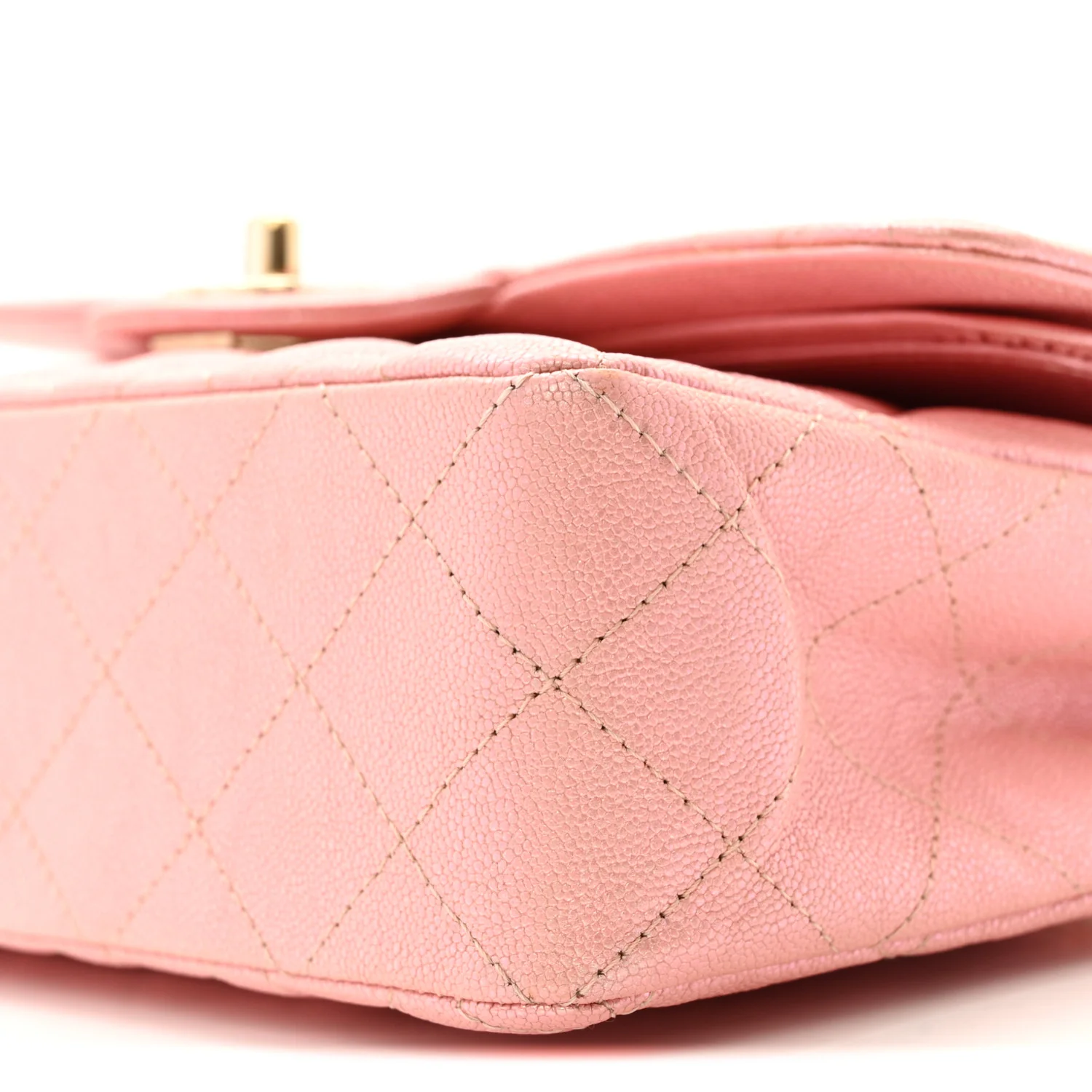 Iridescent Caviar Quilted Small Double Flap Pink - Image 10