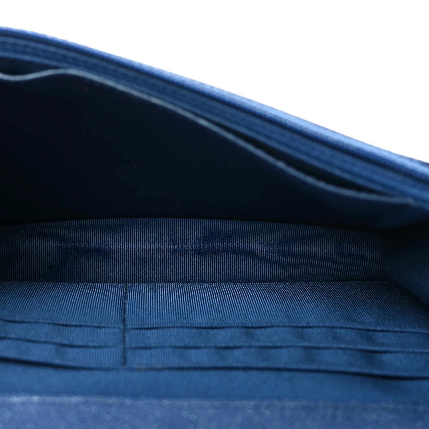 Iridescent Caviar Quilted Wallet on Chain WOC Dark Blue - Image 5