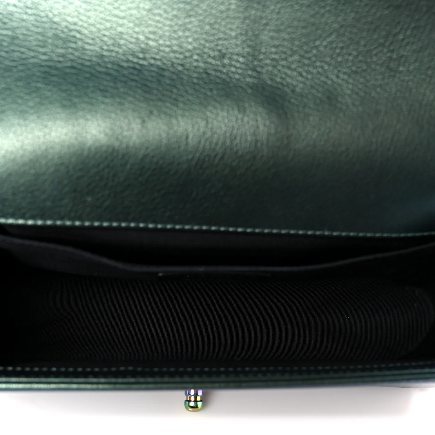 Iridescent Goatskin Quilted Medium Boy Flap Green - Image 5