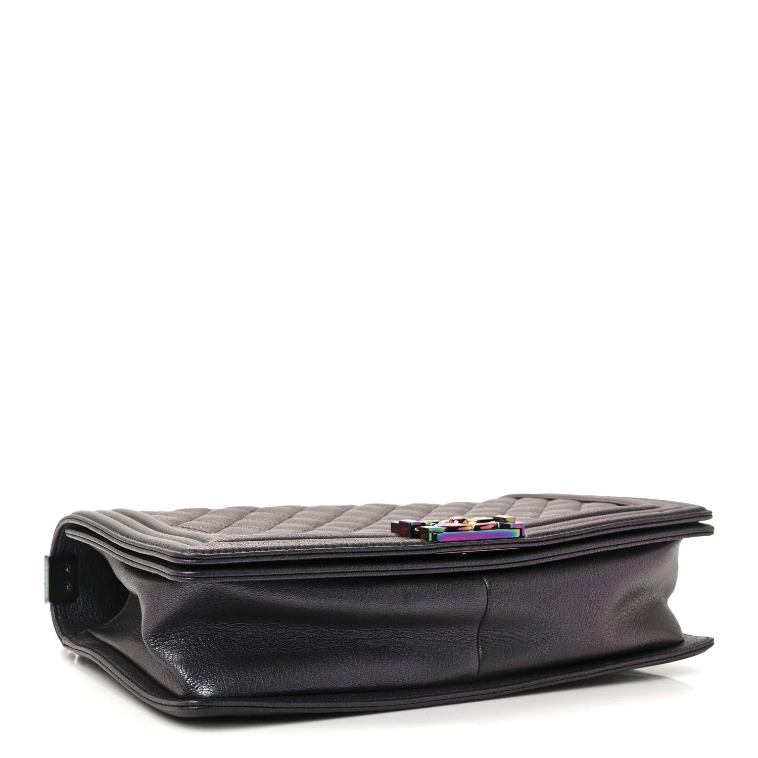 Iridescent Goatskin Quilted Medium Boy Flap Purple - Image 4