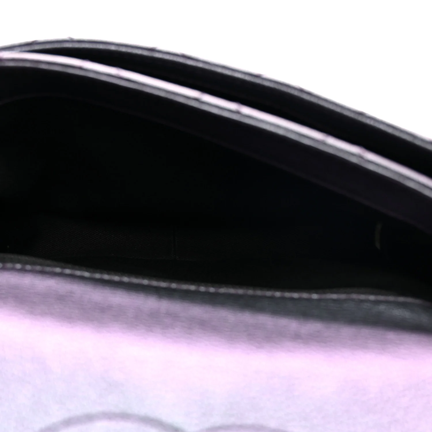 Iridescent Goatskin Quilted Small Double Carry Waist Chain Flap Purple - Image 5