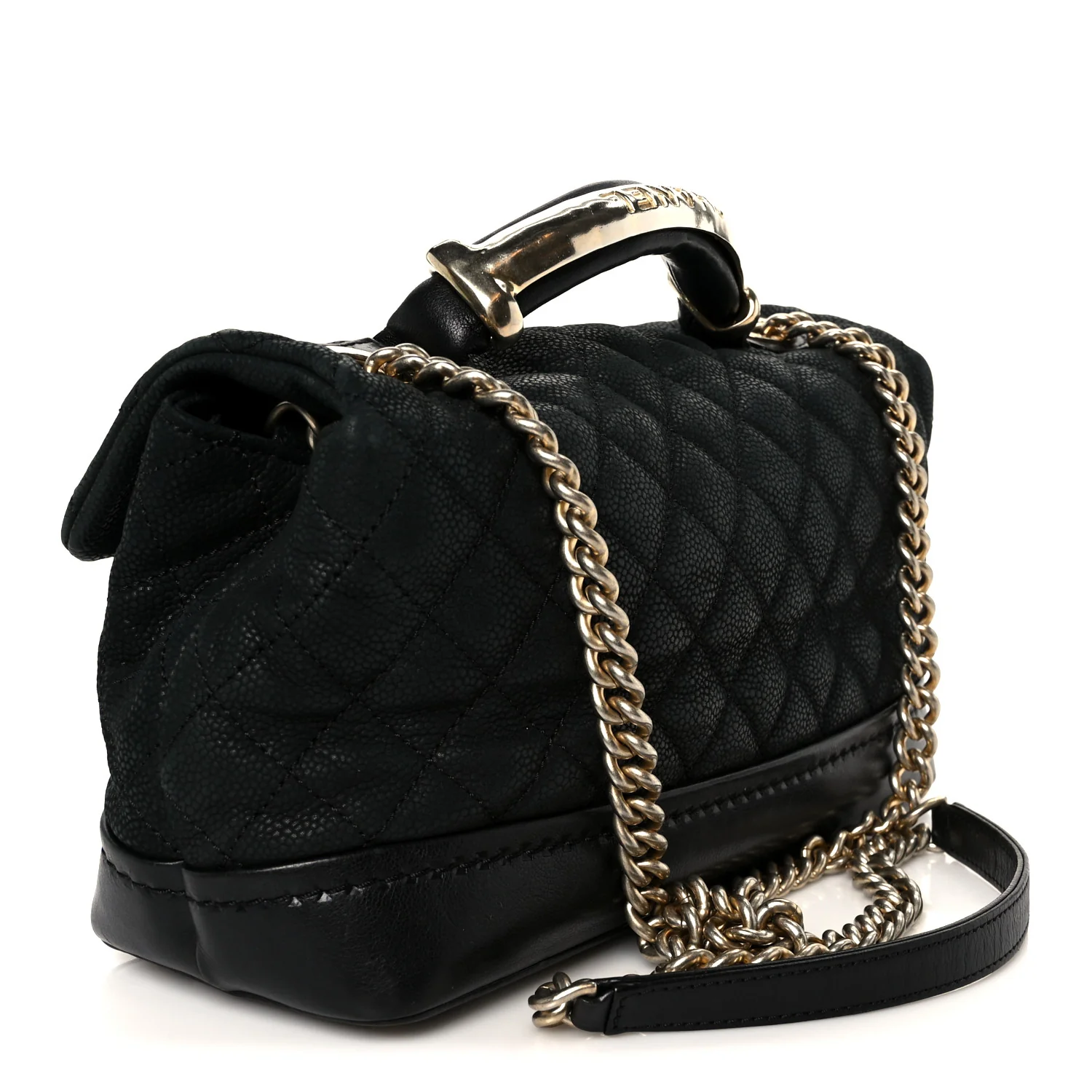 Iridescent Grained Calfskin Medium Globe Trotter Flap Black - Image 3
