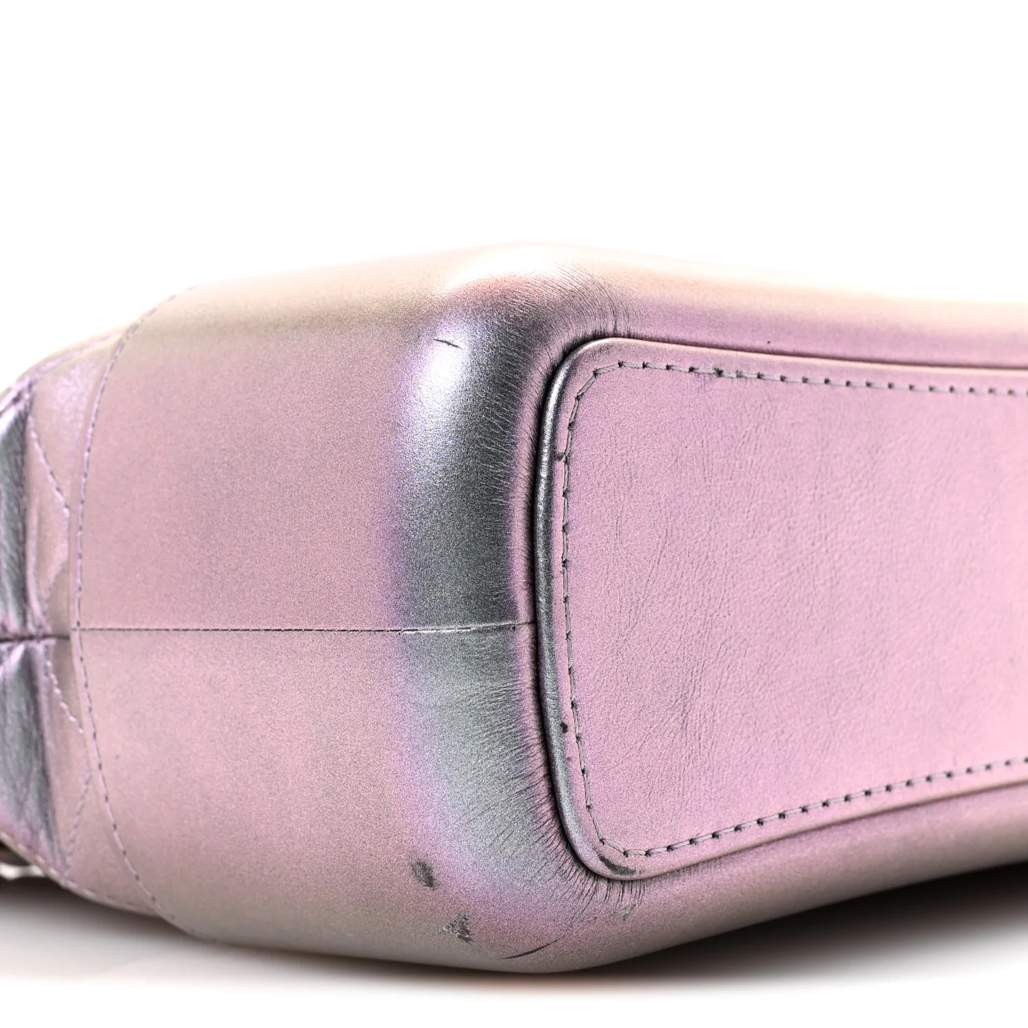 Iridescent Lambskin Calfskin Quilted Medium Gabrielle Hobo Light Purple - Image 9