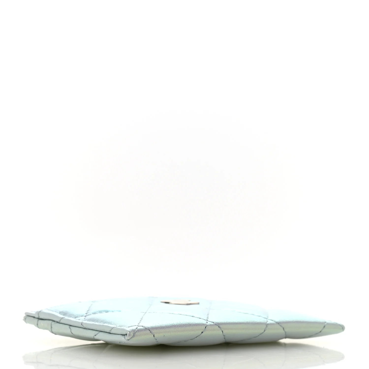Iridescent Lambskin Quilted Card Holder Light Blue - Image 4