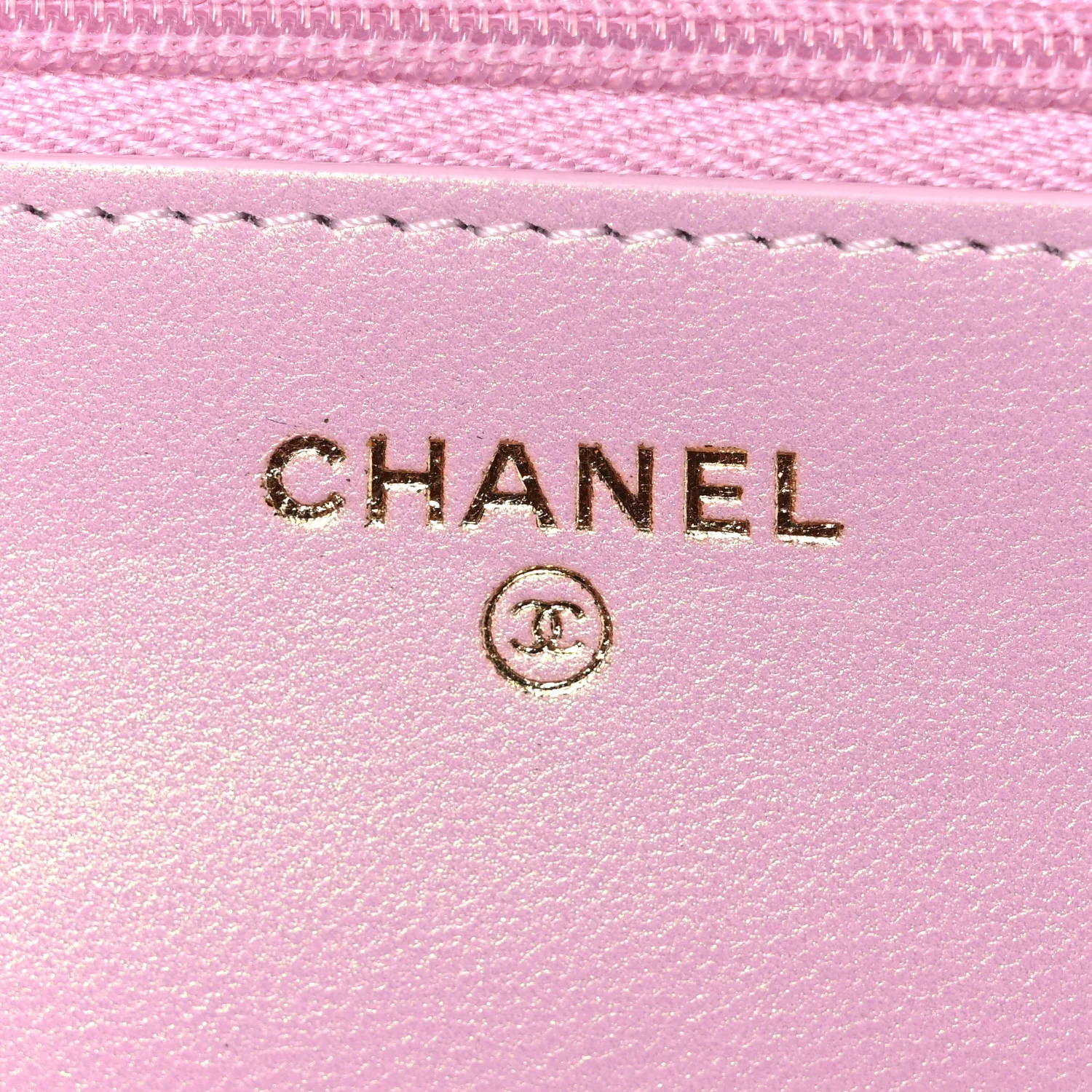 Iridescent Lambskin Quilted CC Pearl Wallet on Chain WOC Pink - Image 6
