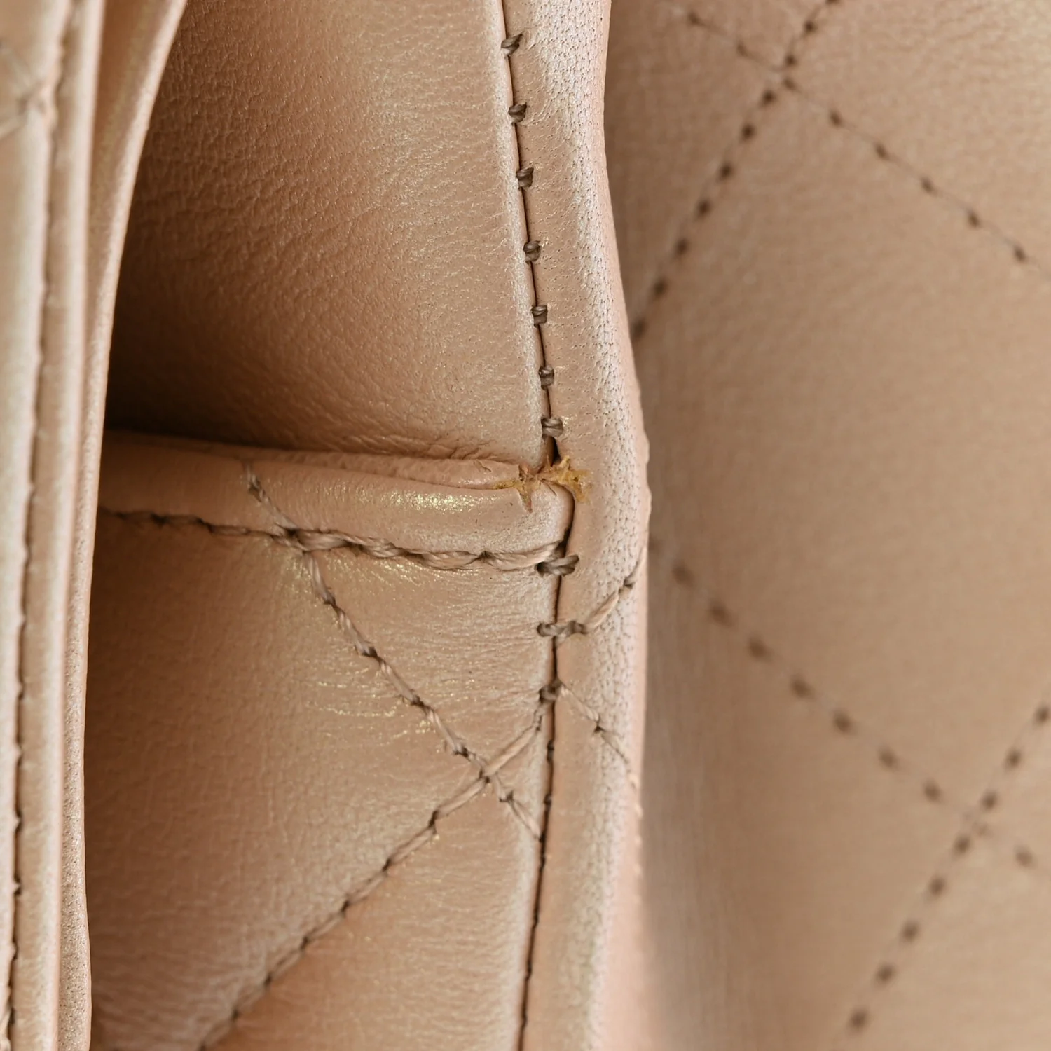 Iridescent Lambskin Quilted Medium Double Flap Beige - Image 13