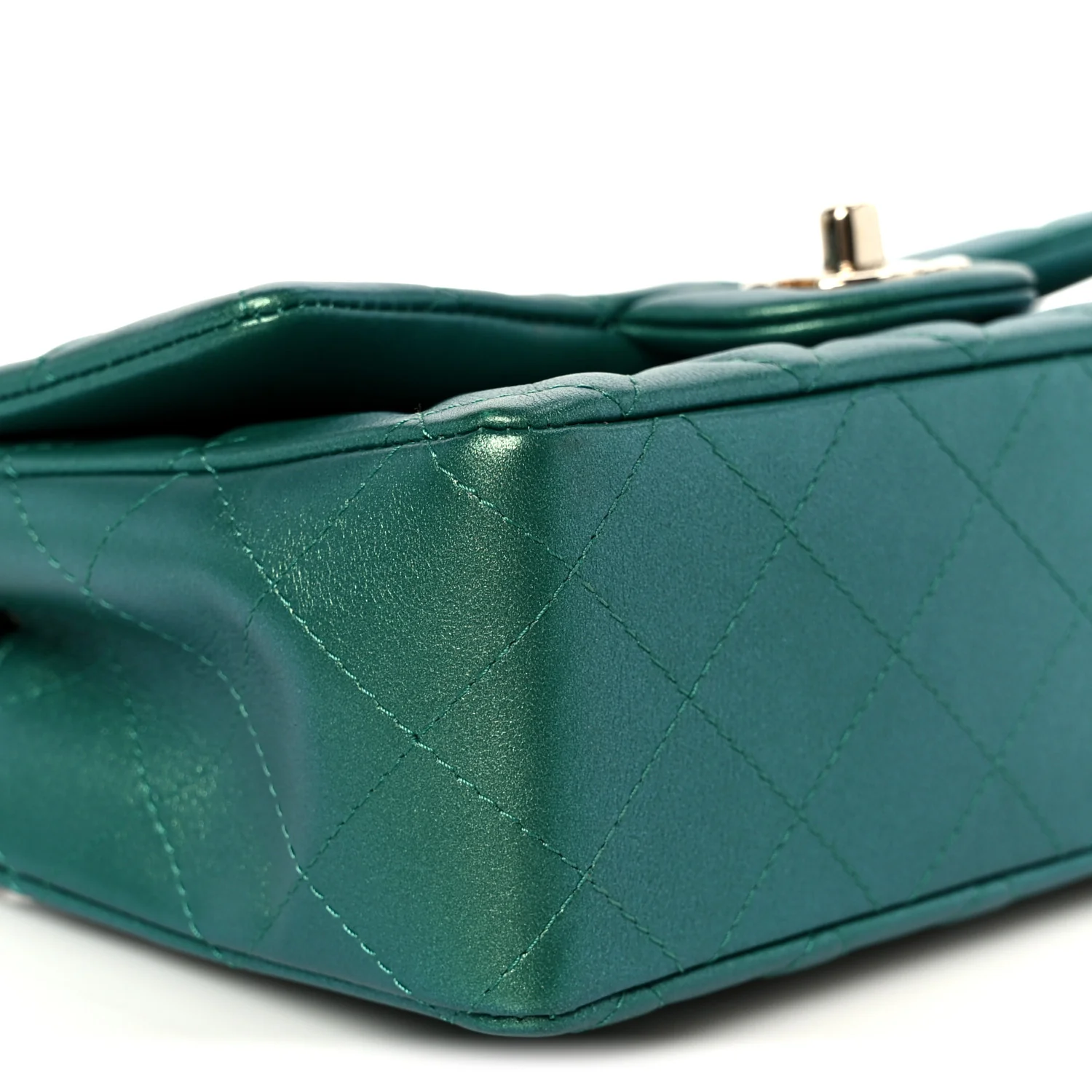 Iridescent Lambskin Quilted Mini Rectangular Flap Green - Image 10