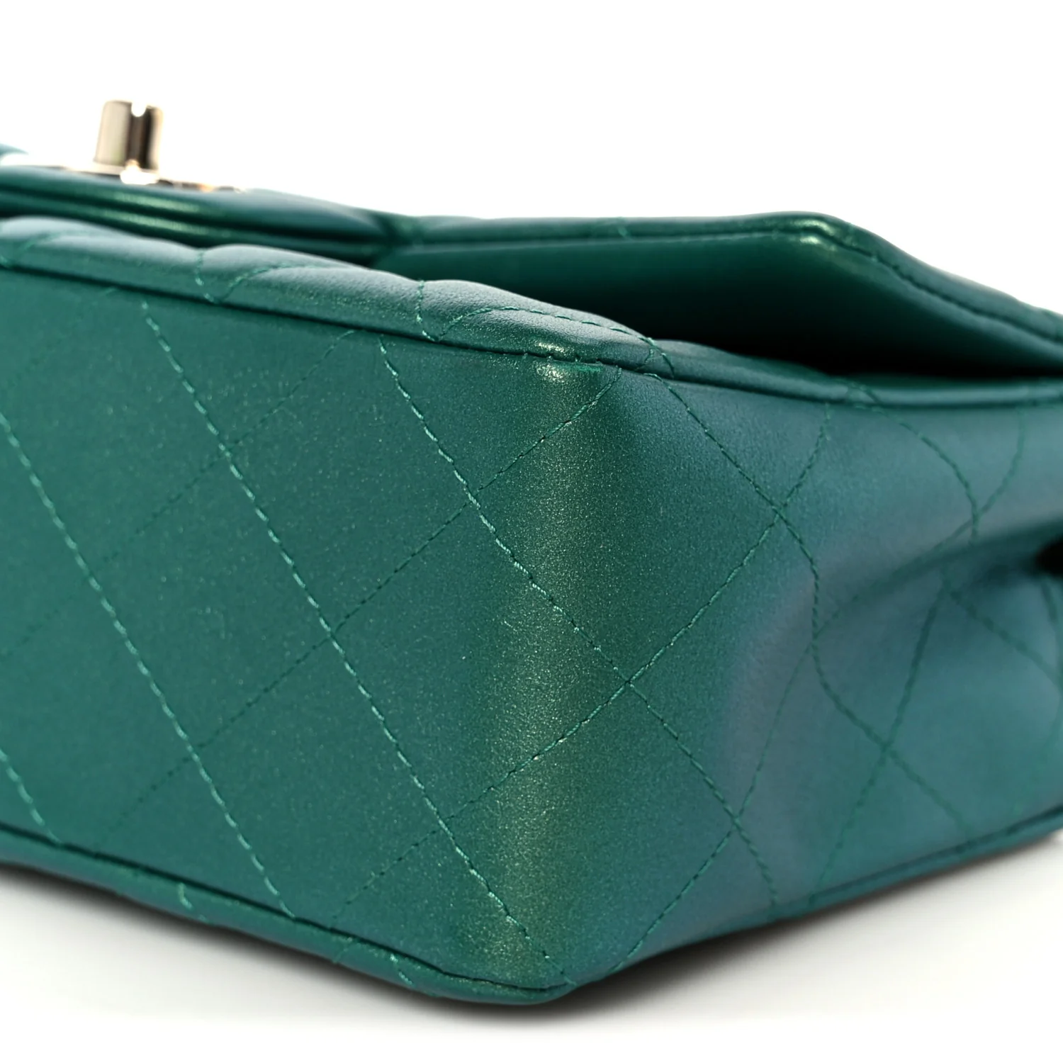 Iridescent Lambskin Quilted Mini Rectangular Flap Green - Image 11