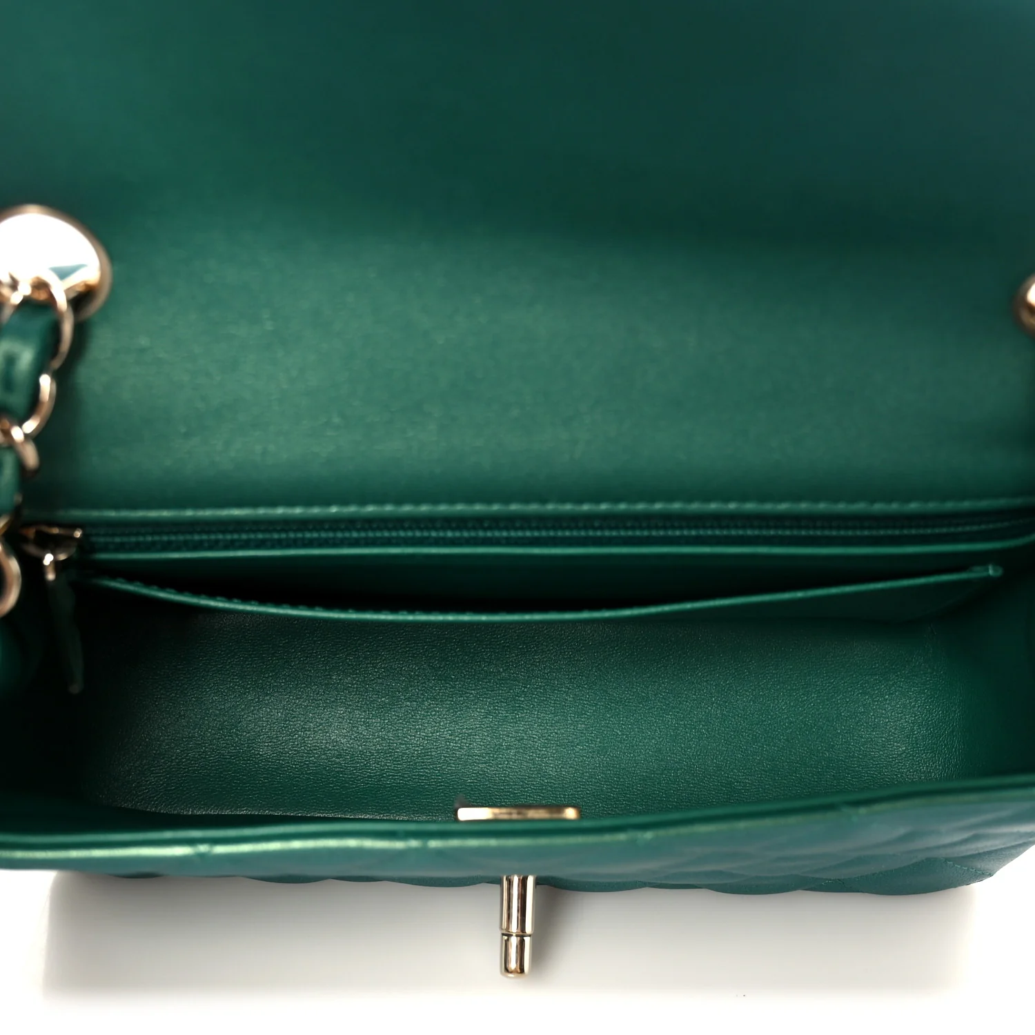 Iridescent Lambskin Quilted Mini Rectangular Flap Green - Image 5