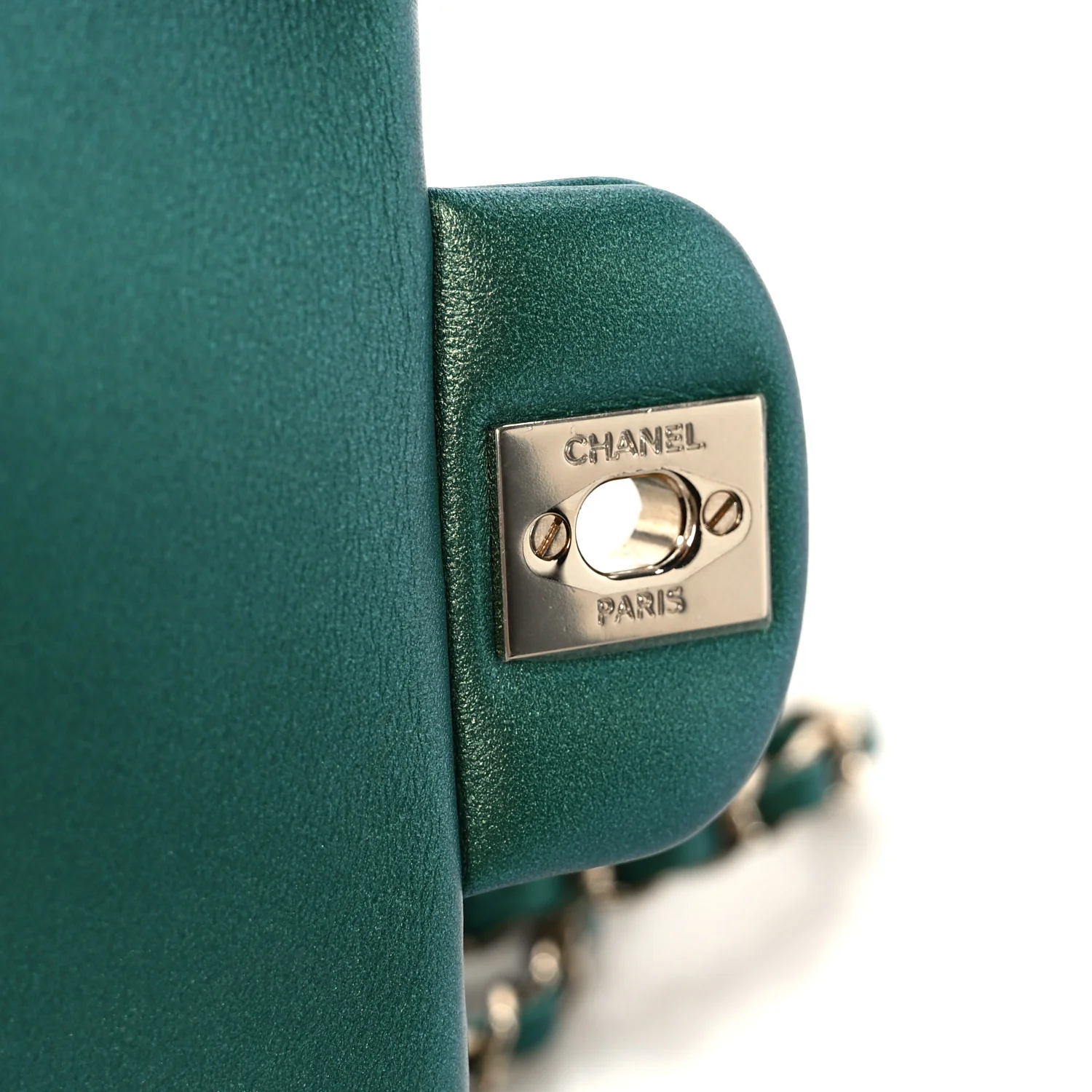 Iridescent Lambskin Quilted Mini Rectangular Flap Green - Image 7