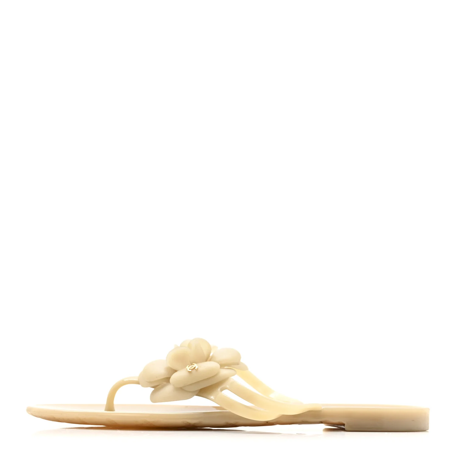 Jelly Camellia Thong Sandals 37 Beige
