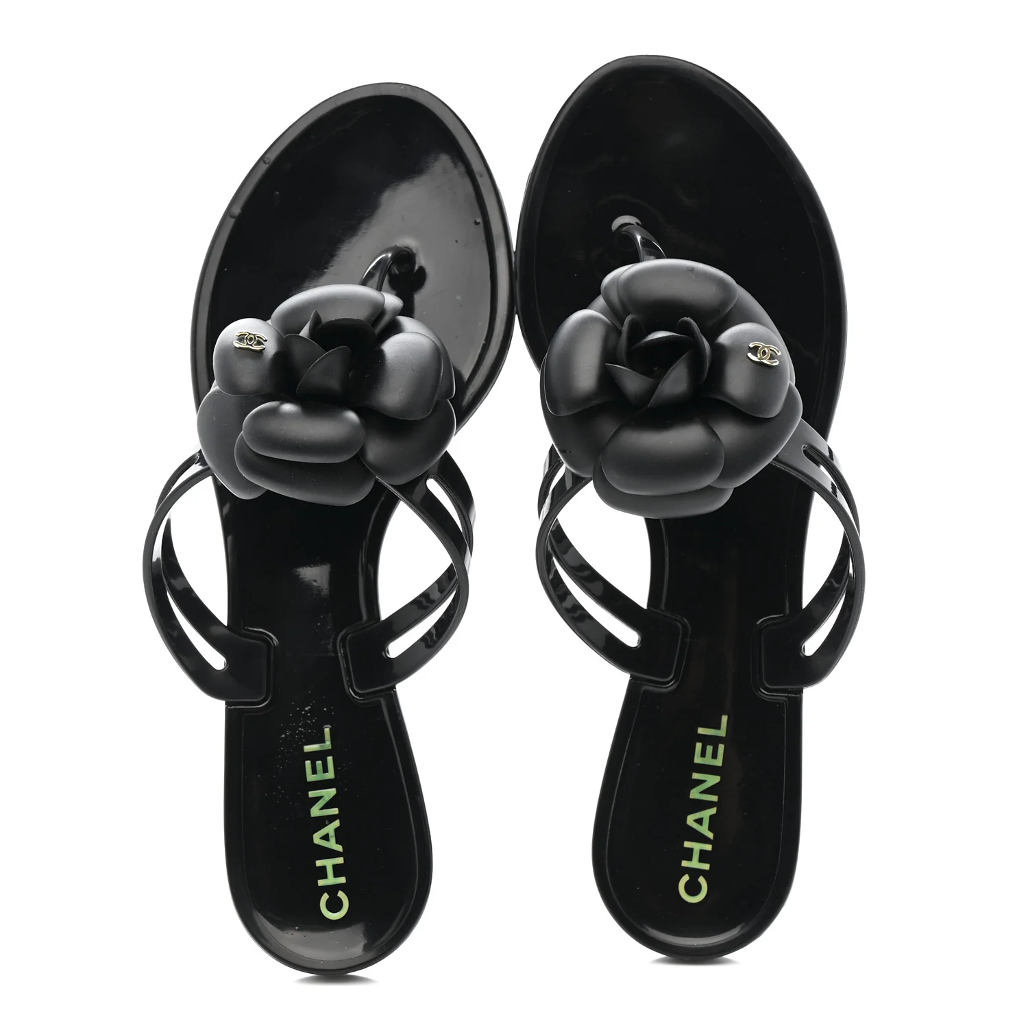 Jelly Camellia Thong Sandals 37 Black - Image 2