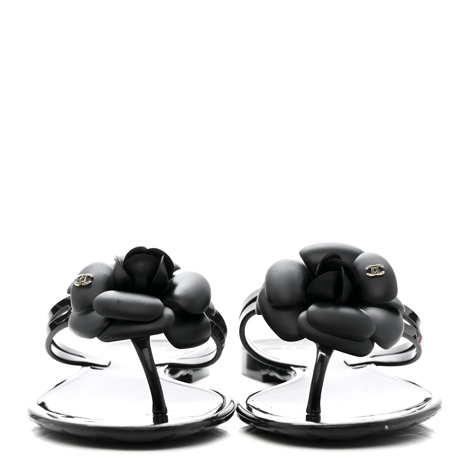 Jelly Camellia Thong Sandals 37 Black - Image 3
