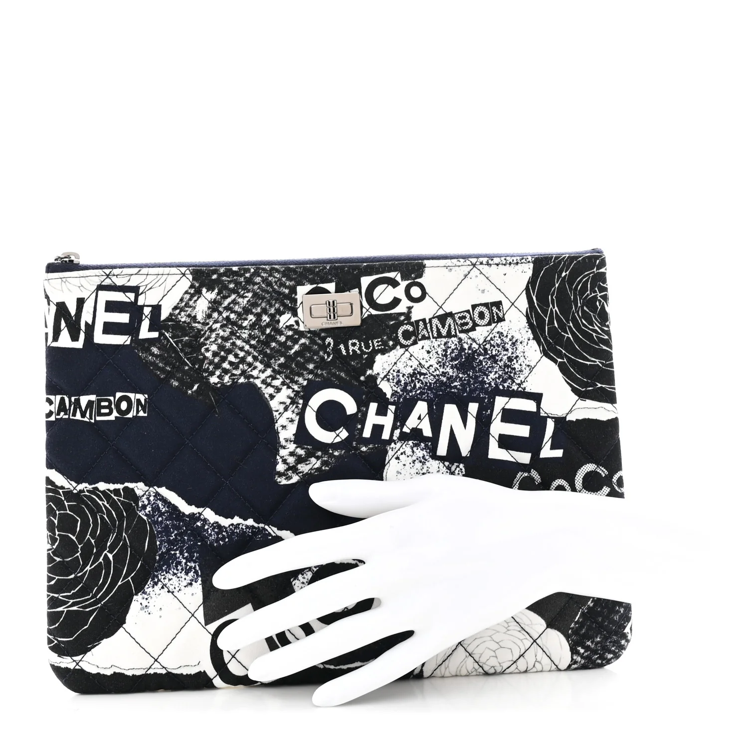 Jersey Quilted Graffiti Large Reissue Cosmetic Case Black White - Image 2