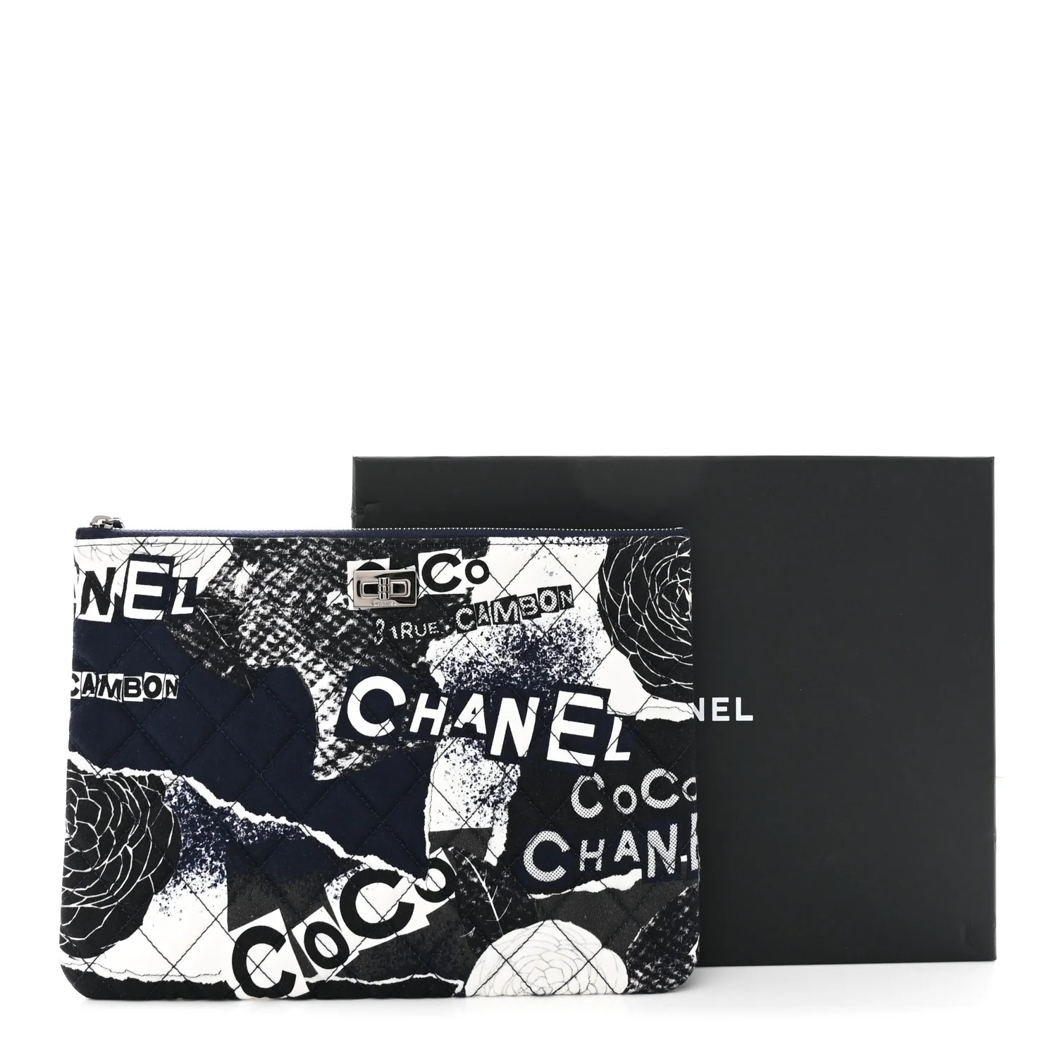 Jersey Quilted Graffiti Large Reissue Cosmetic Case Black White - Image 8