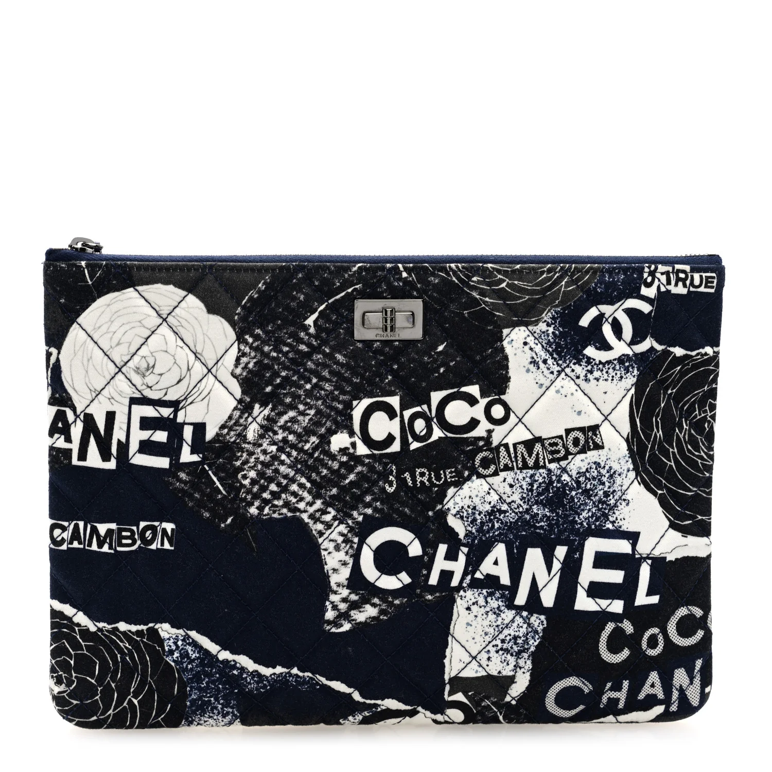 Jersey Quilted Graffiti Large Reissue Cosmetic Case Black White