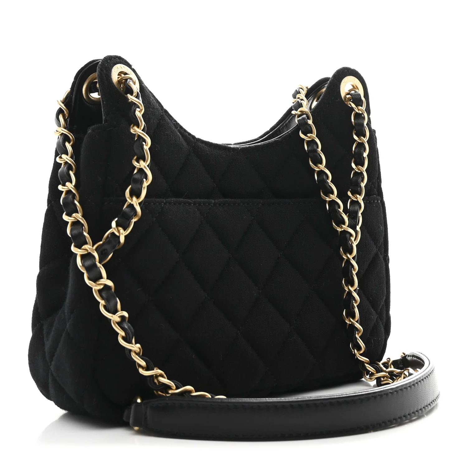 Jersey Quilted Small Wavy CC Hobo Black - Image 3
