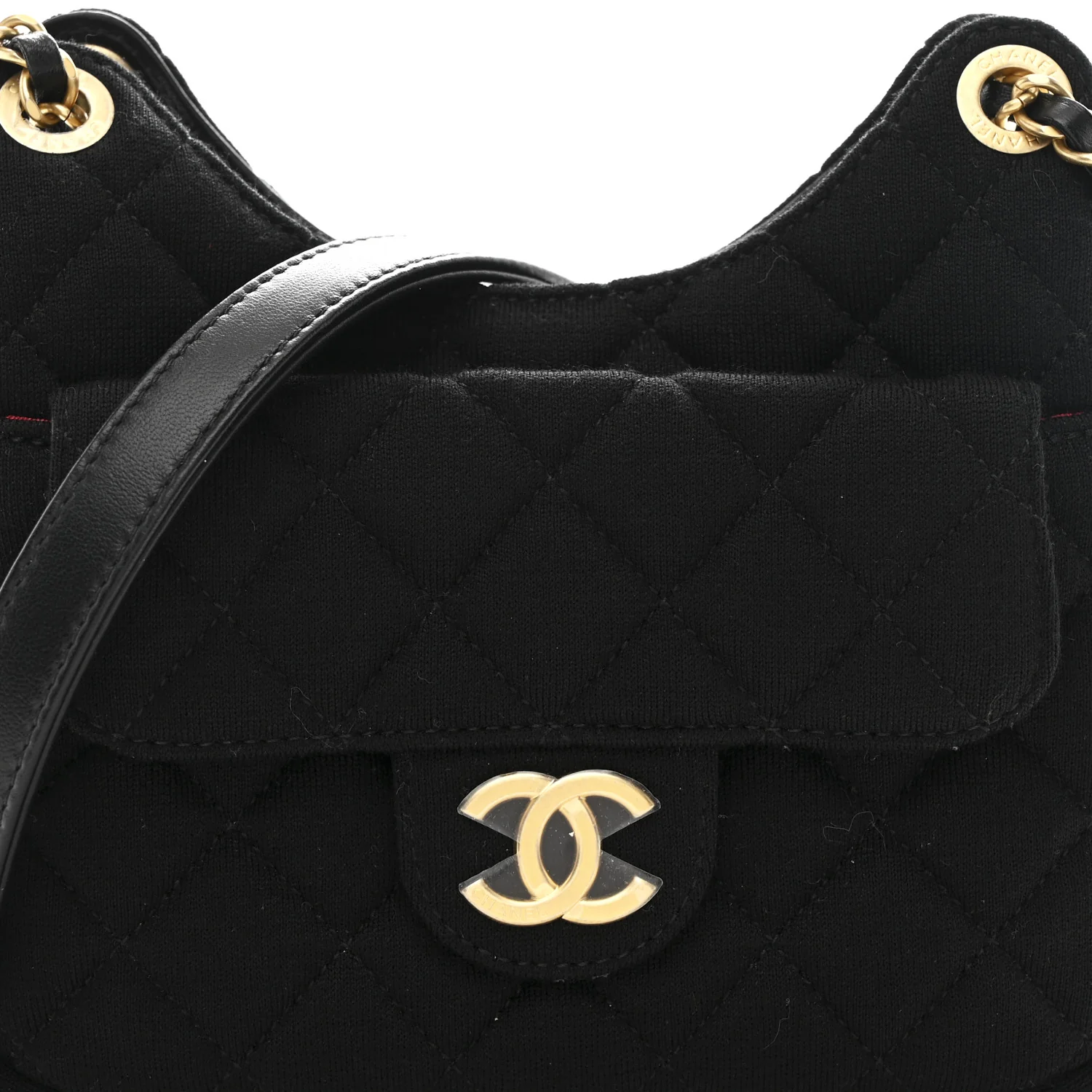 Jersey Quilted Small Wavy CC Hobo Black - Image 8