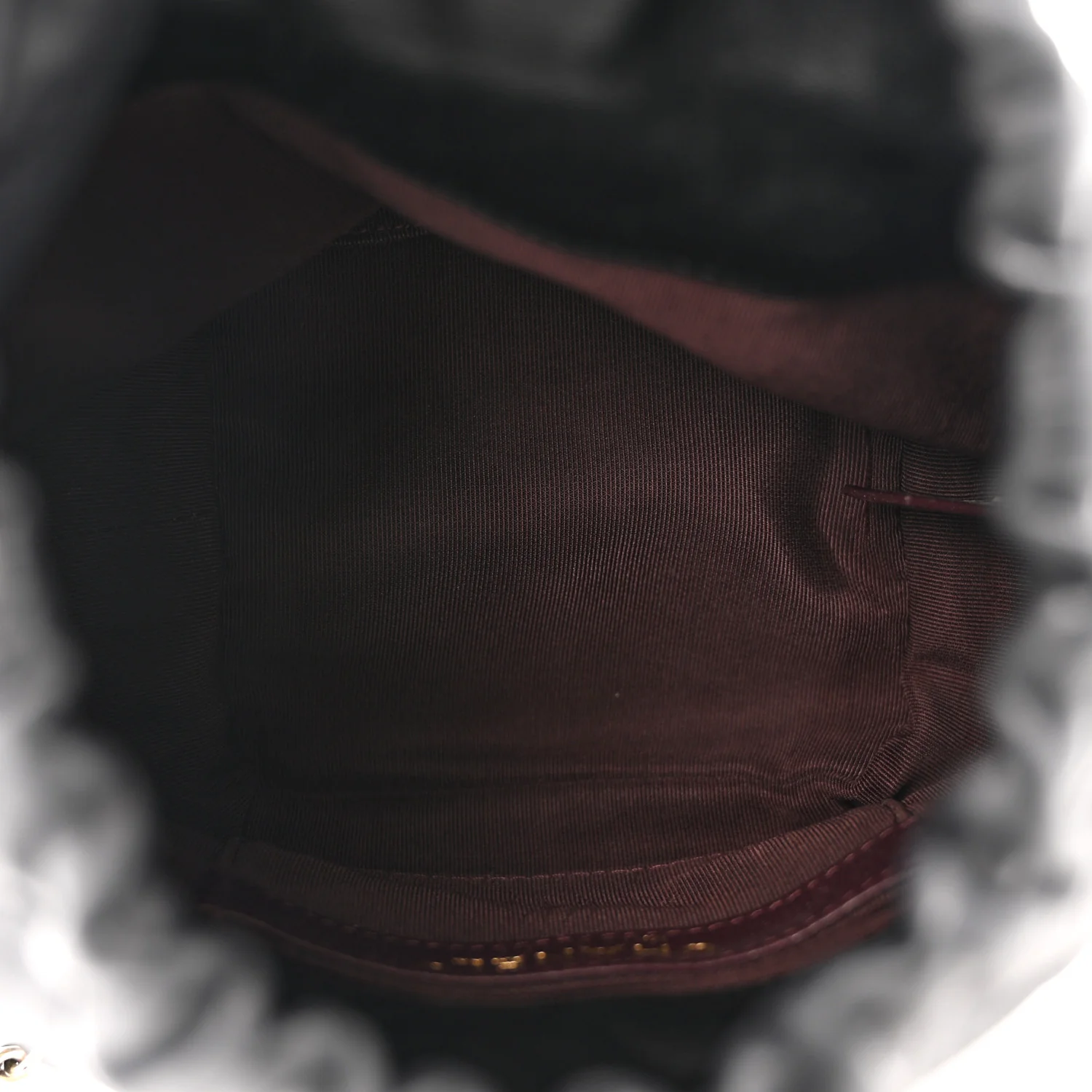Lambskin Bucket Chain Drawstring Bag Black - Image 5