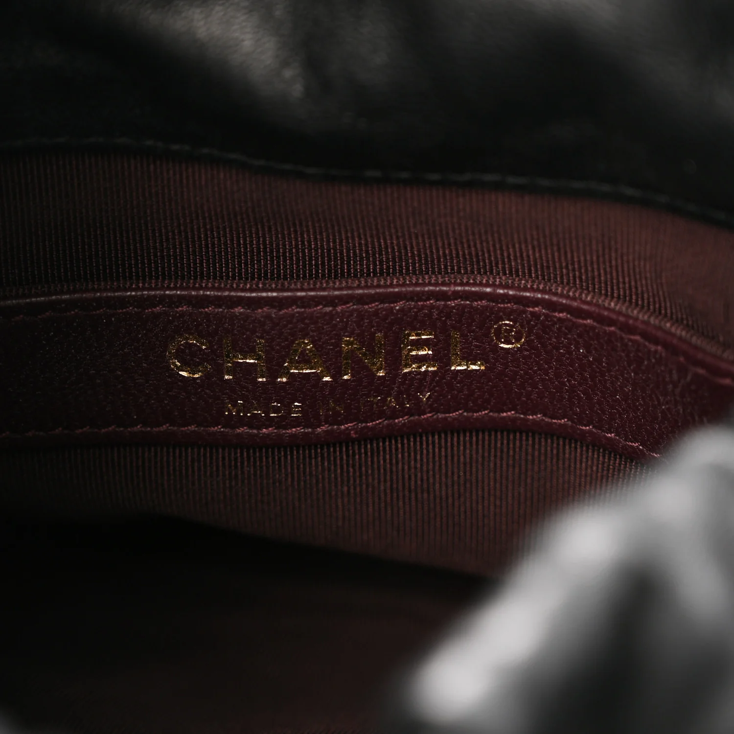Lambskin Bucket Chain Drawstring Bag Black - Image 6