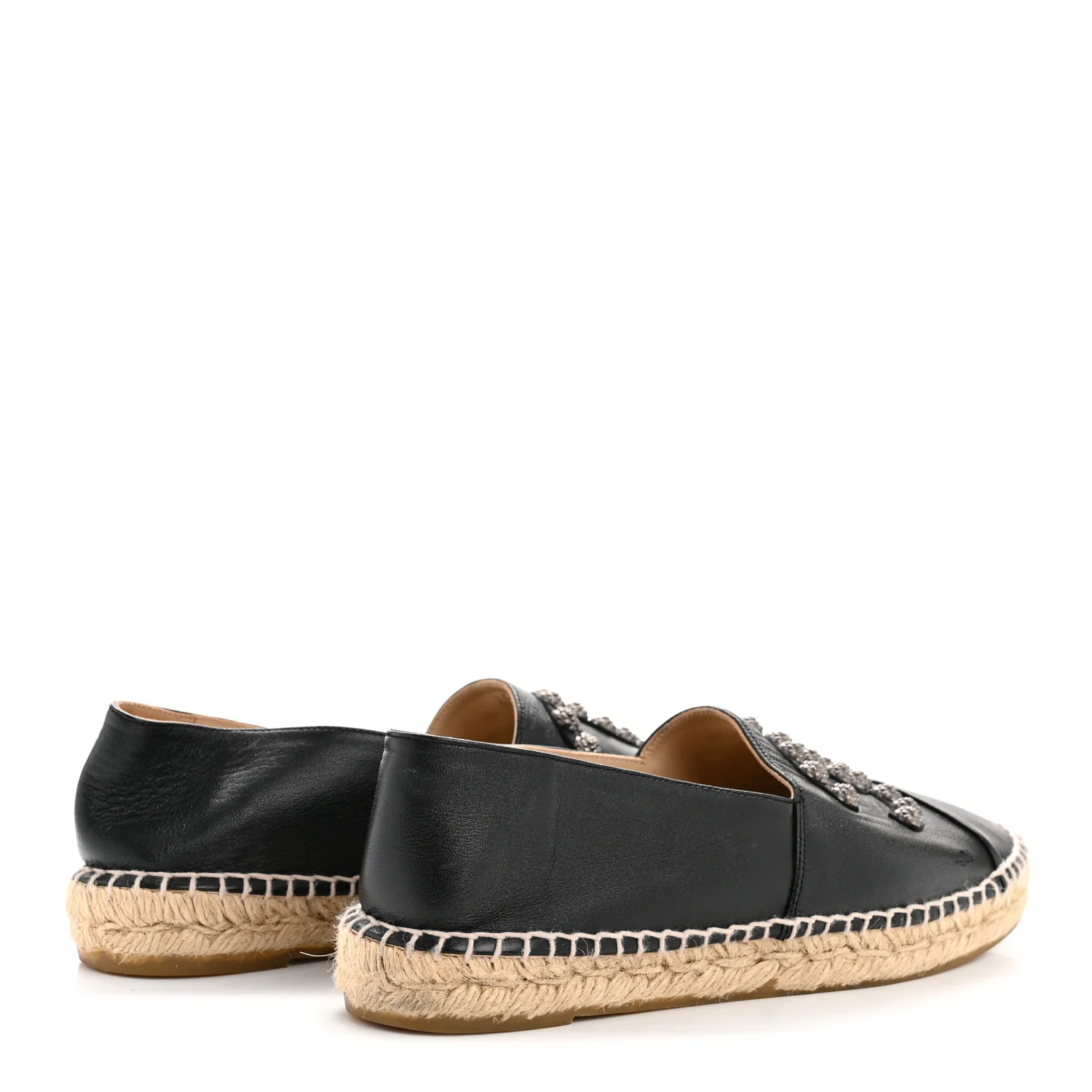 Lambskin Camellia CC Stud Espadrilles 39 Black - Image 5