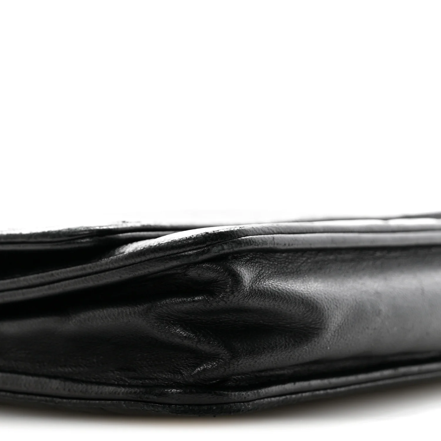 Lambskin Camellia Embossed Wallet On Chain WOC Black - Image 10