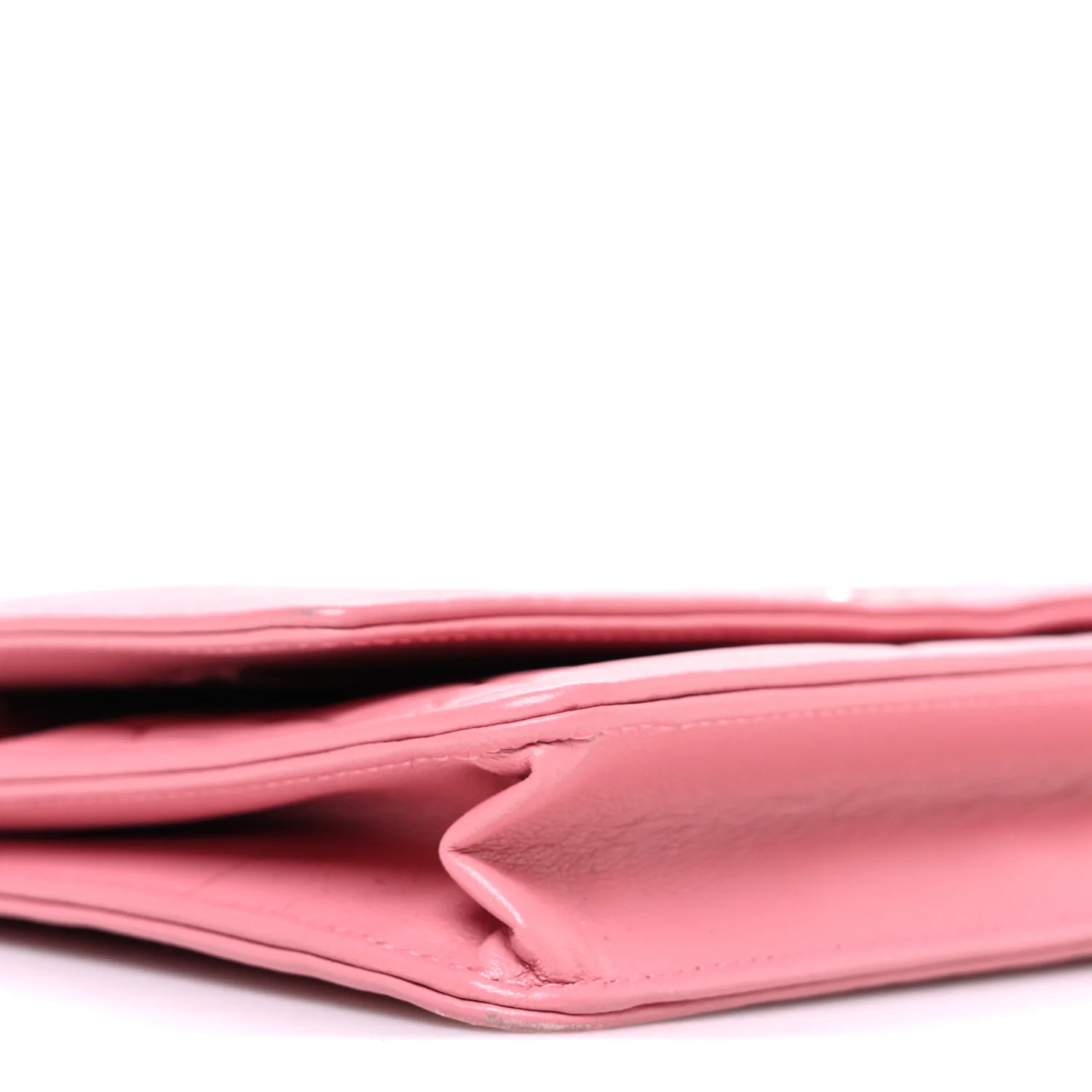Lambskin Camellia Embossed Wallet on Chain WOC Pink - Image 10