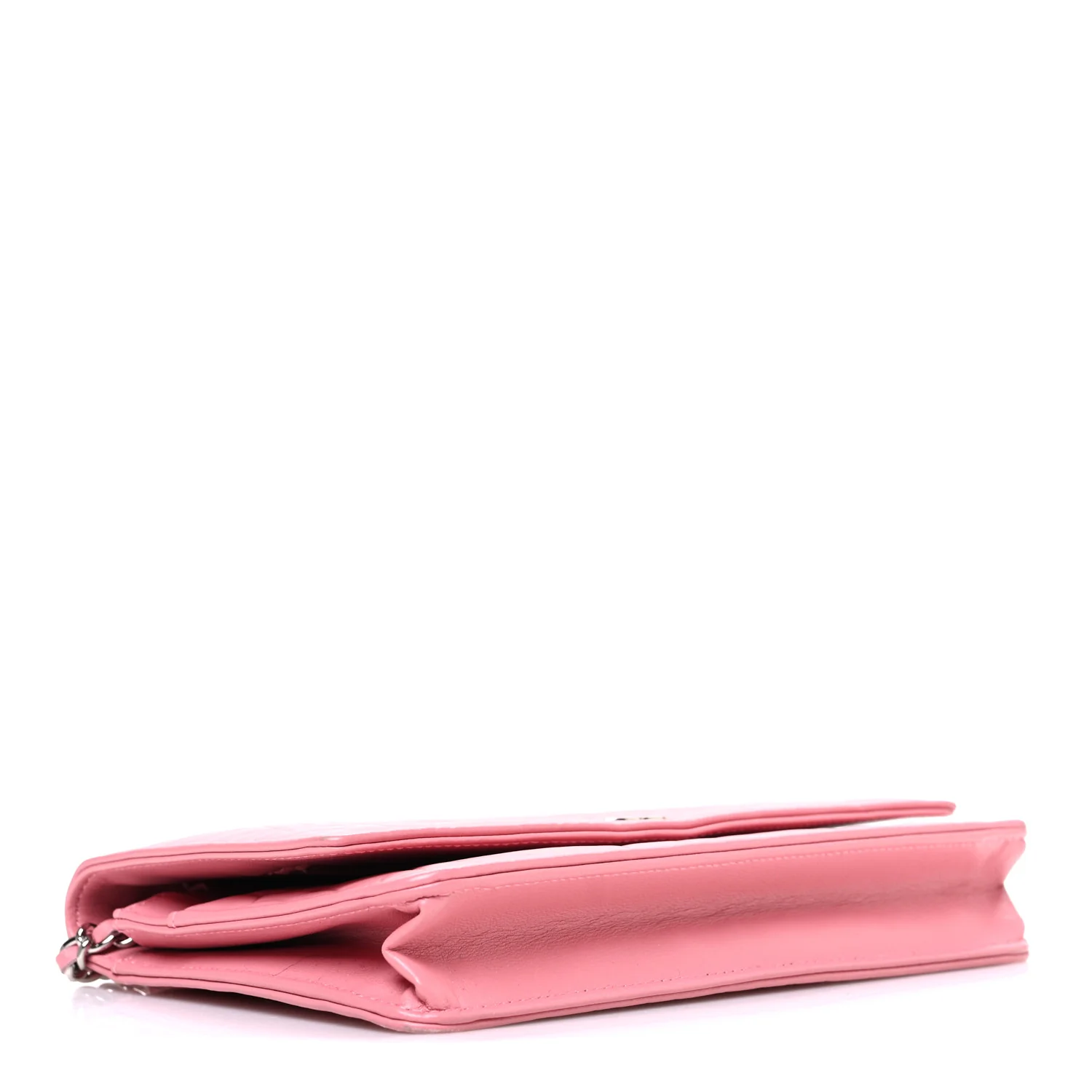 Lambskin Camellia Embossed Wallet on Chain WOC Pink - Image 4