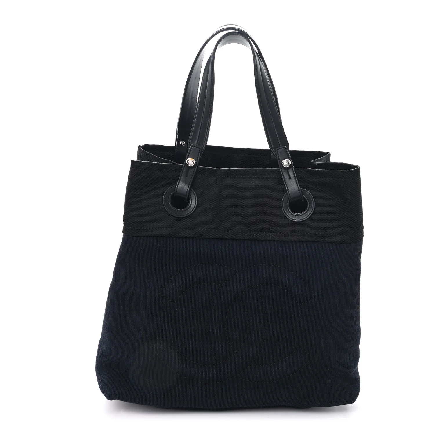 Lambskin Canvas CC Shopping Tote Black