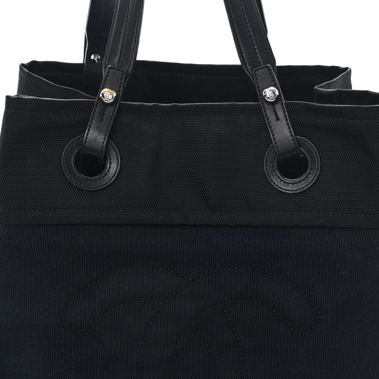 Lambskin Canvas CC Shopping Tote Black - Image 8