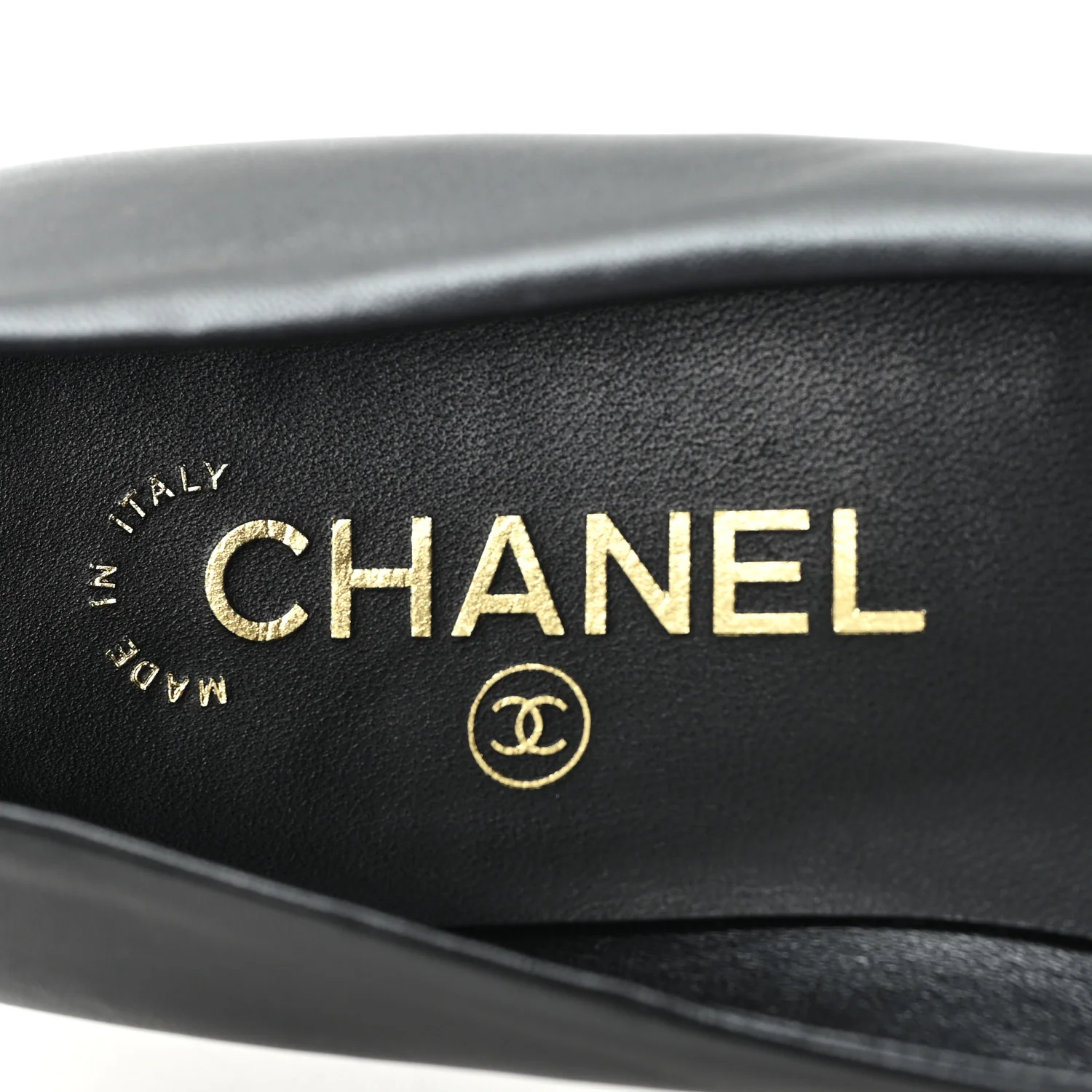 Lambskin Cap Toe CC Ankle Chain Ballerina Flats 36.5 Black - Image 8