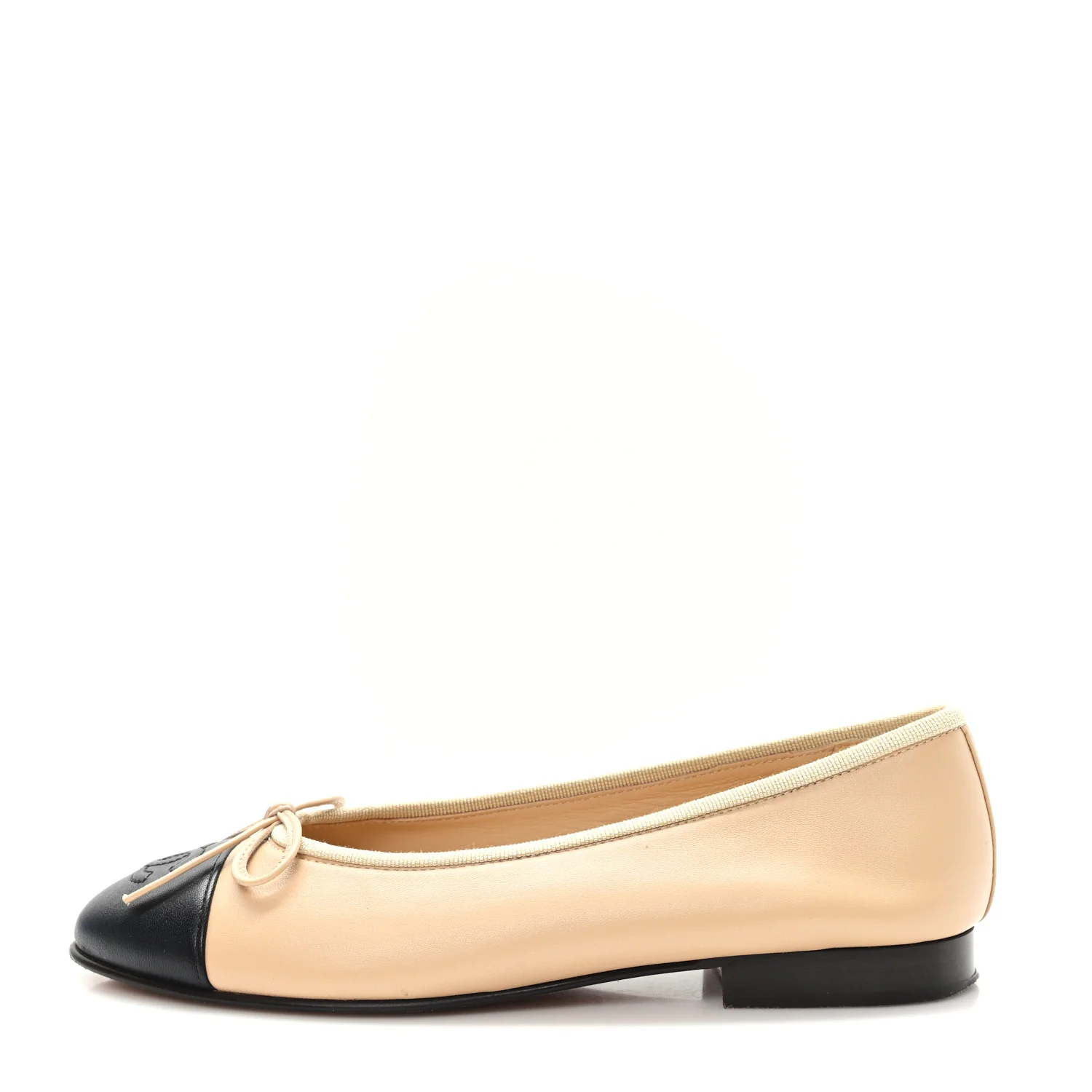 Lambskin Cap Toe CC Ballerina Flats 35 Beige Black