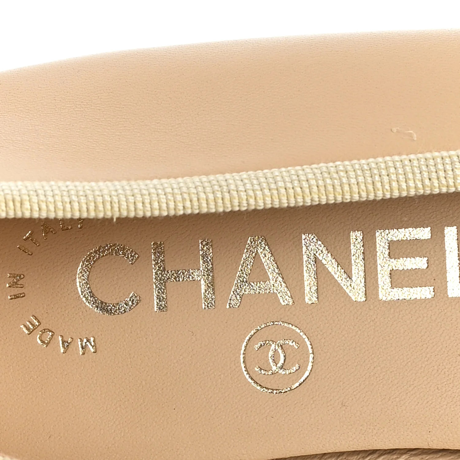 Lambskin Cap Toe CC Ballerina Flats 35 Beige Black - Image 8