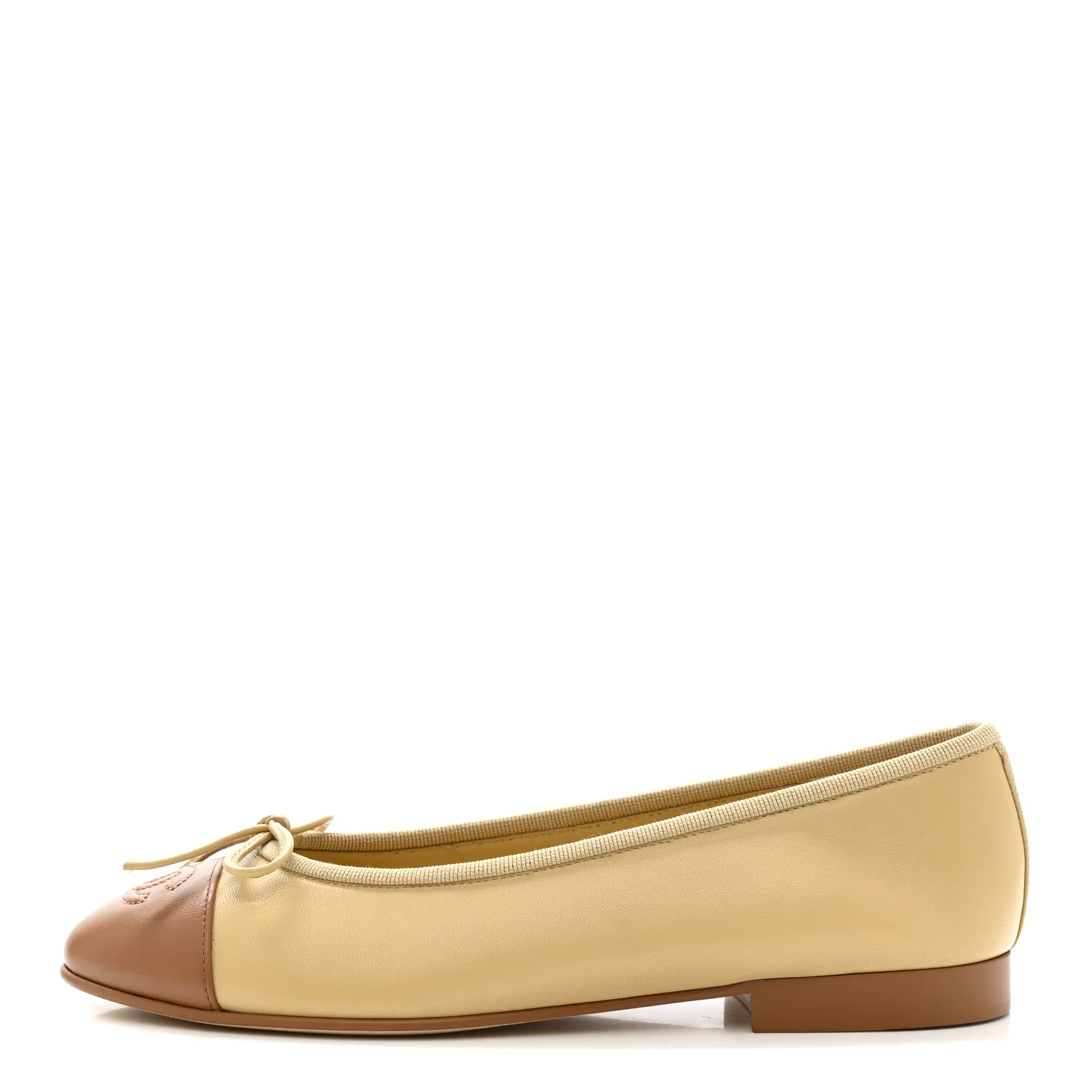 Lambskin Cap Toe CC Ballerina Flats 35.5 Beige Light Beige