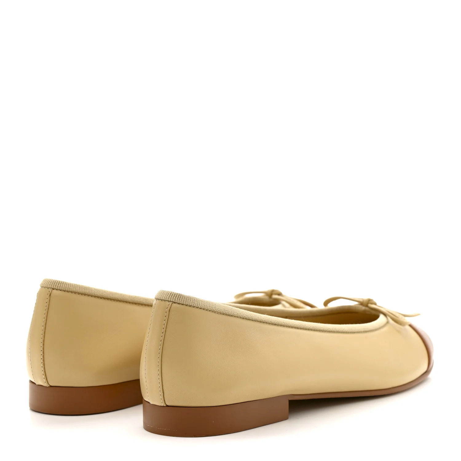 Lambskin Cap Toe CC Ballerina Flats 35.5 Beige Light Beige - Image 5