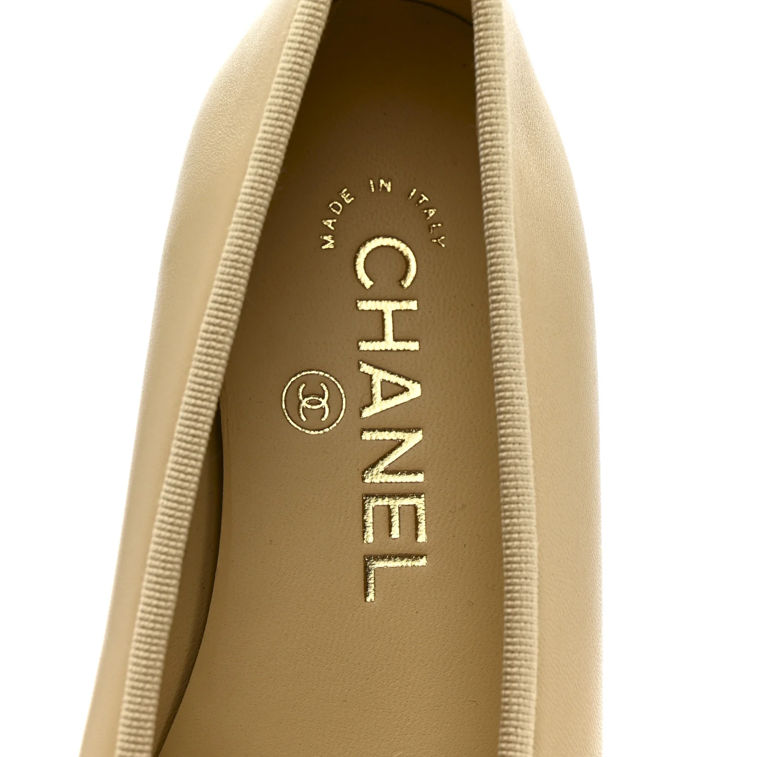 Lambskin Cap Toe CC Ballerina Flats 35.5 Beige Light Beige - Image 8