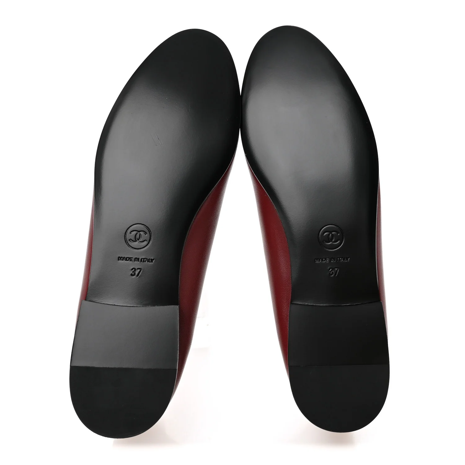 Lambskin Cap Toe CC Ballerina Flats 37 Burgundy Black - Image 6