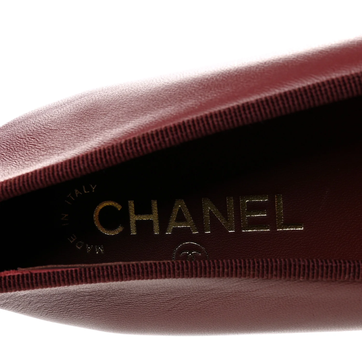 Lambskin Cap Toe CC Ballerina Flats 37 Burgundy Black - Image 7
