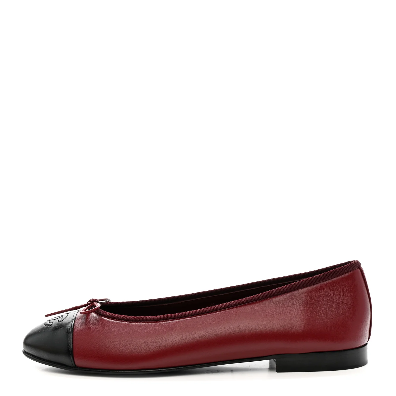 Lambskin Cap Toe CC Ballerina Flats 40 Burgundy Black