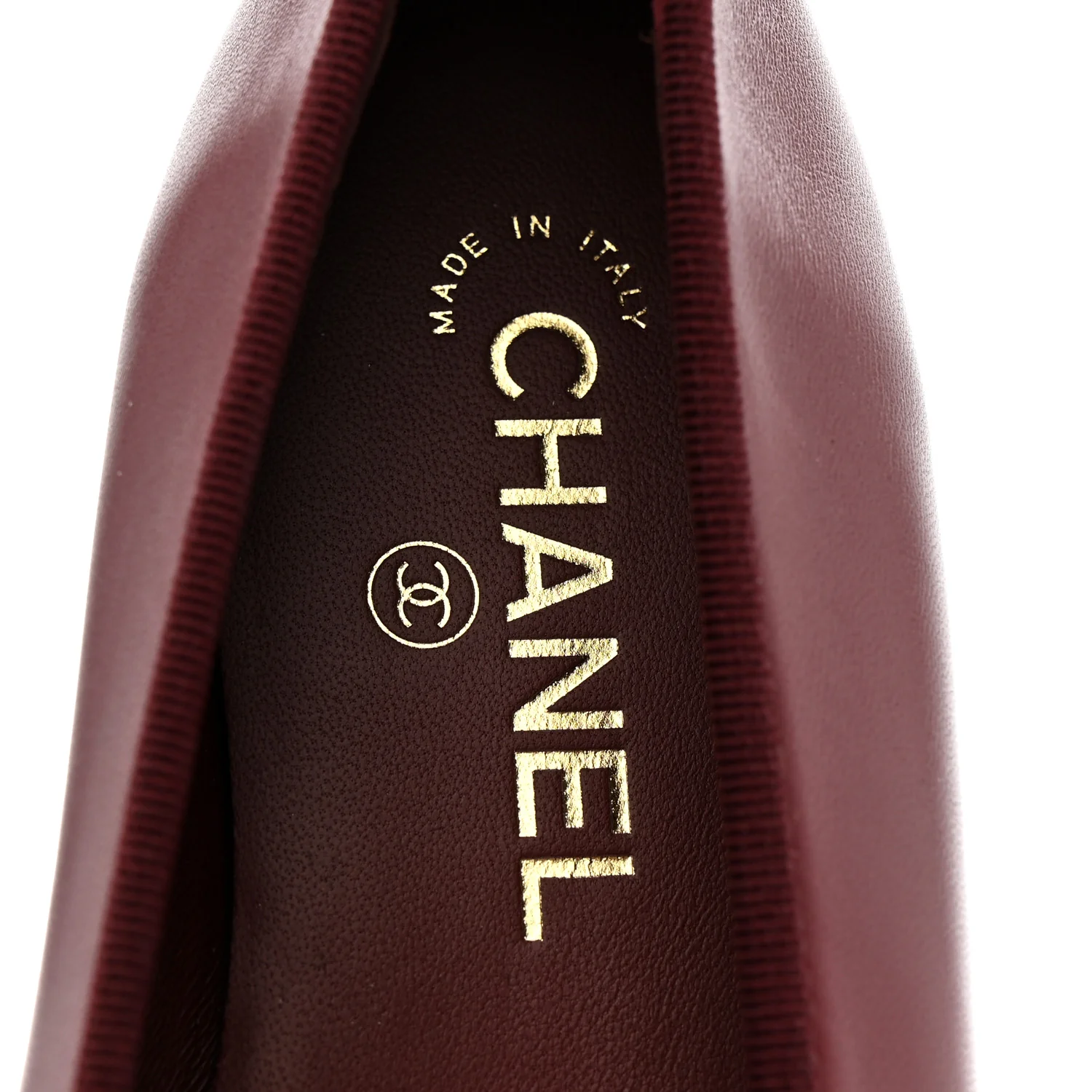 Lambskin Cap Toe CC Ballerina Flats 40 Burgundy Black - Image 8