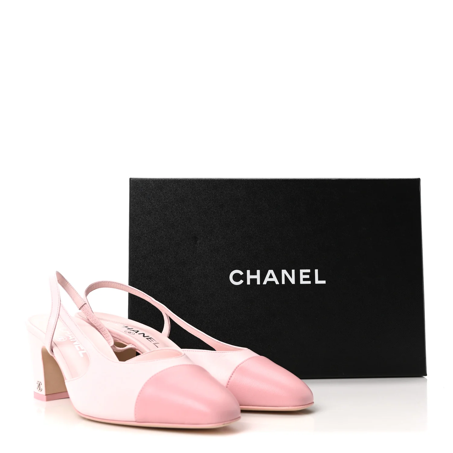 Lambskin Cap Toe CC Slingback Sandals 39.5 Pink - Image 10