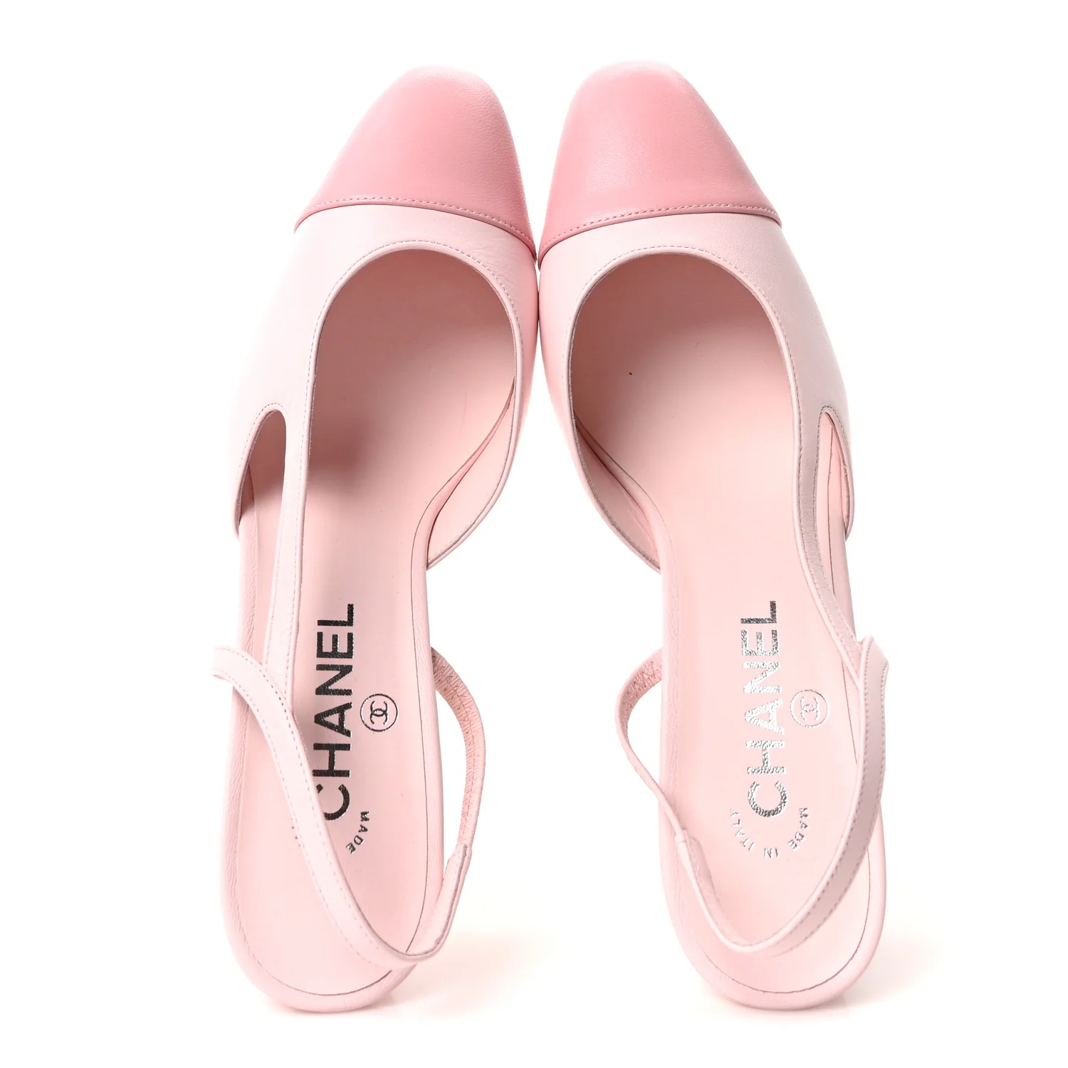 Lambskin Cap Toe CC Slingback Sandals 39.5 Pink - Image 2