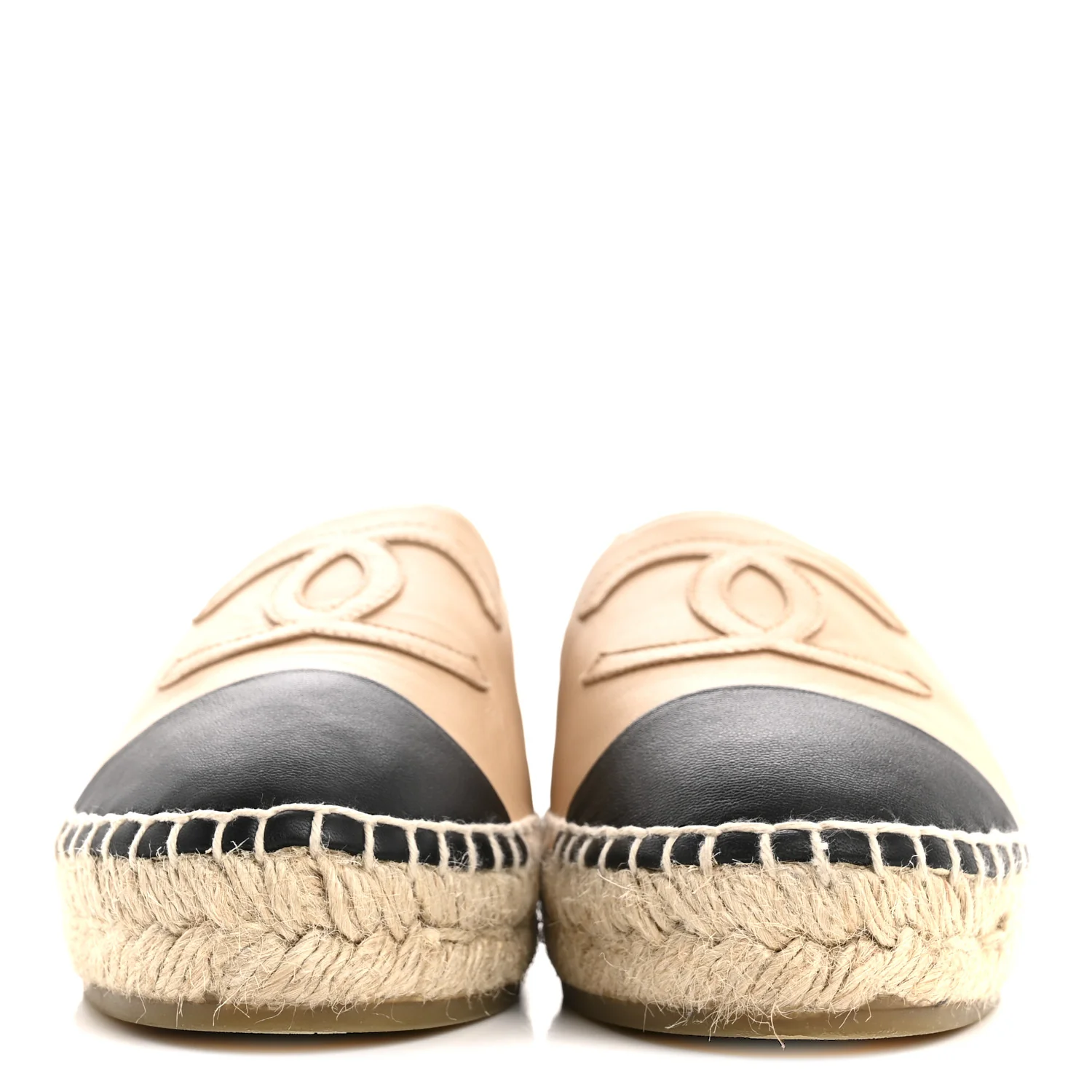 Lambskin CC Espadrilles 36 Beige Black - Image 3