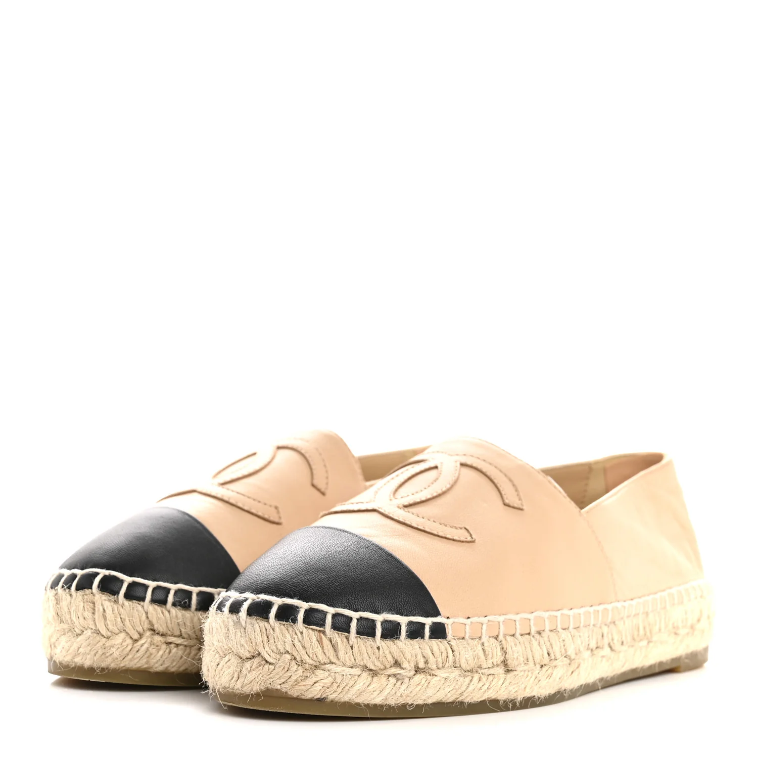 Lambskin CC Espadrilles 36 Beige Black - Image 4