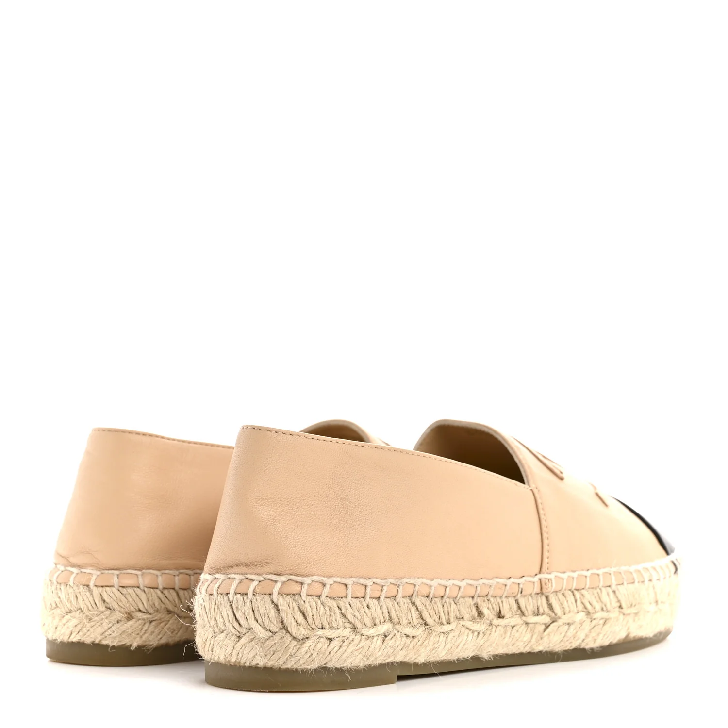 Lambskin CC Espadrilles 36 Beige Black - Image 5